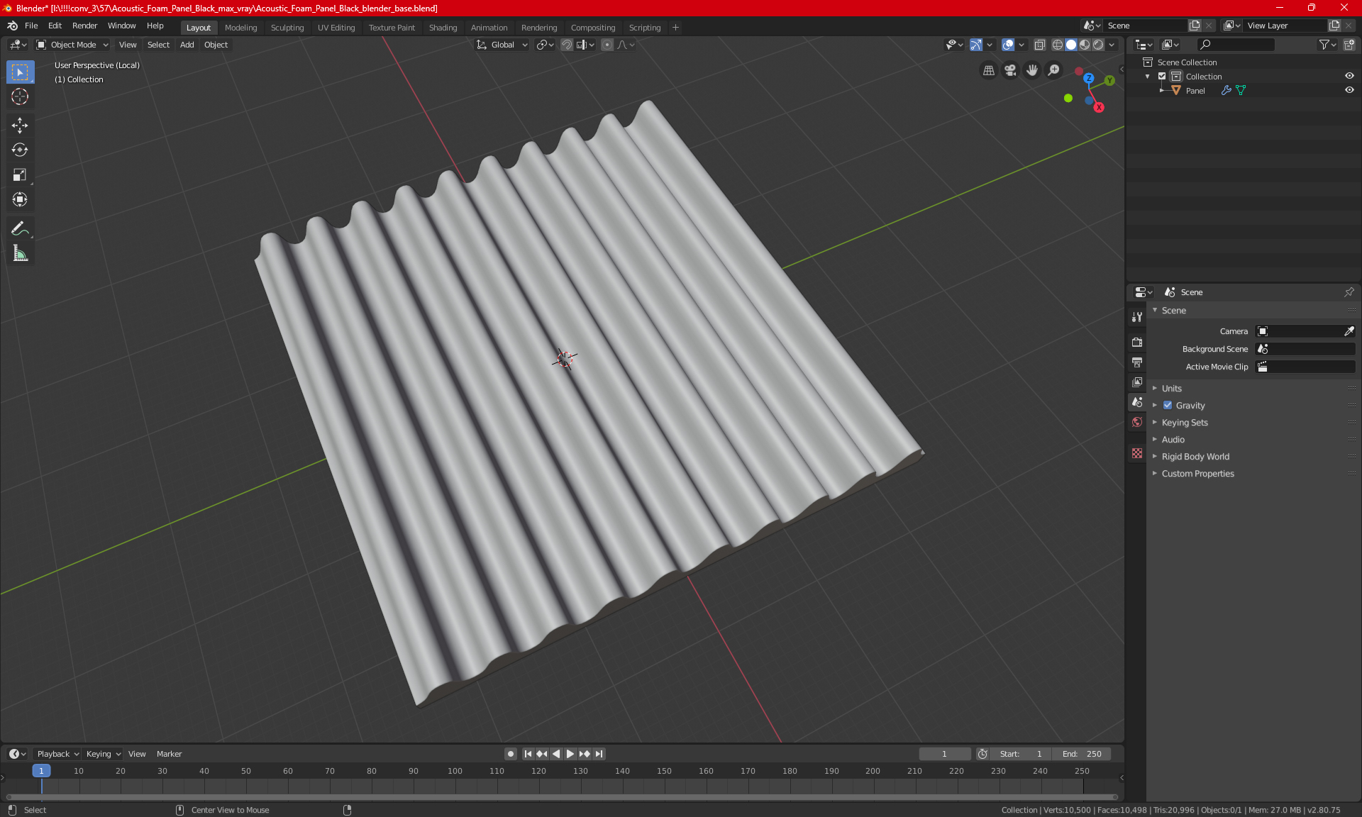 3D model Acoustic Foam Panel Black