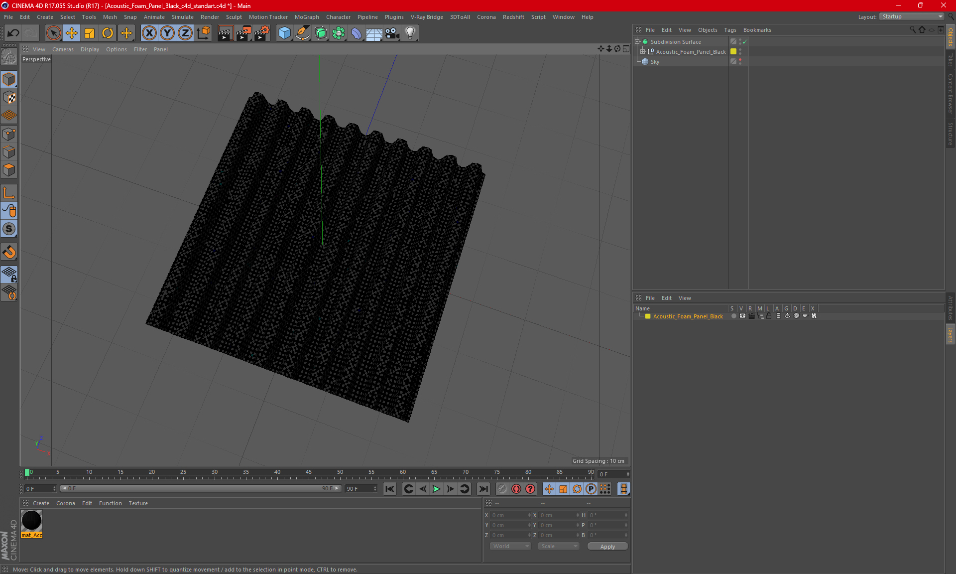 3D model Acoustic Foam Panel Black