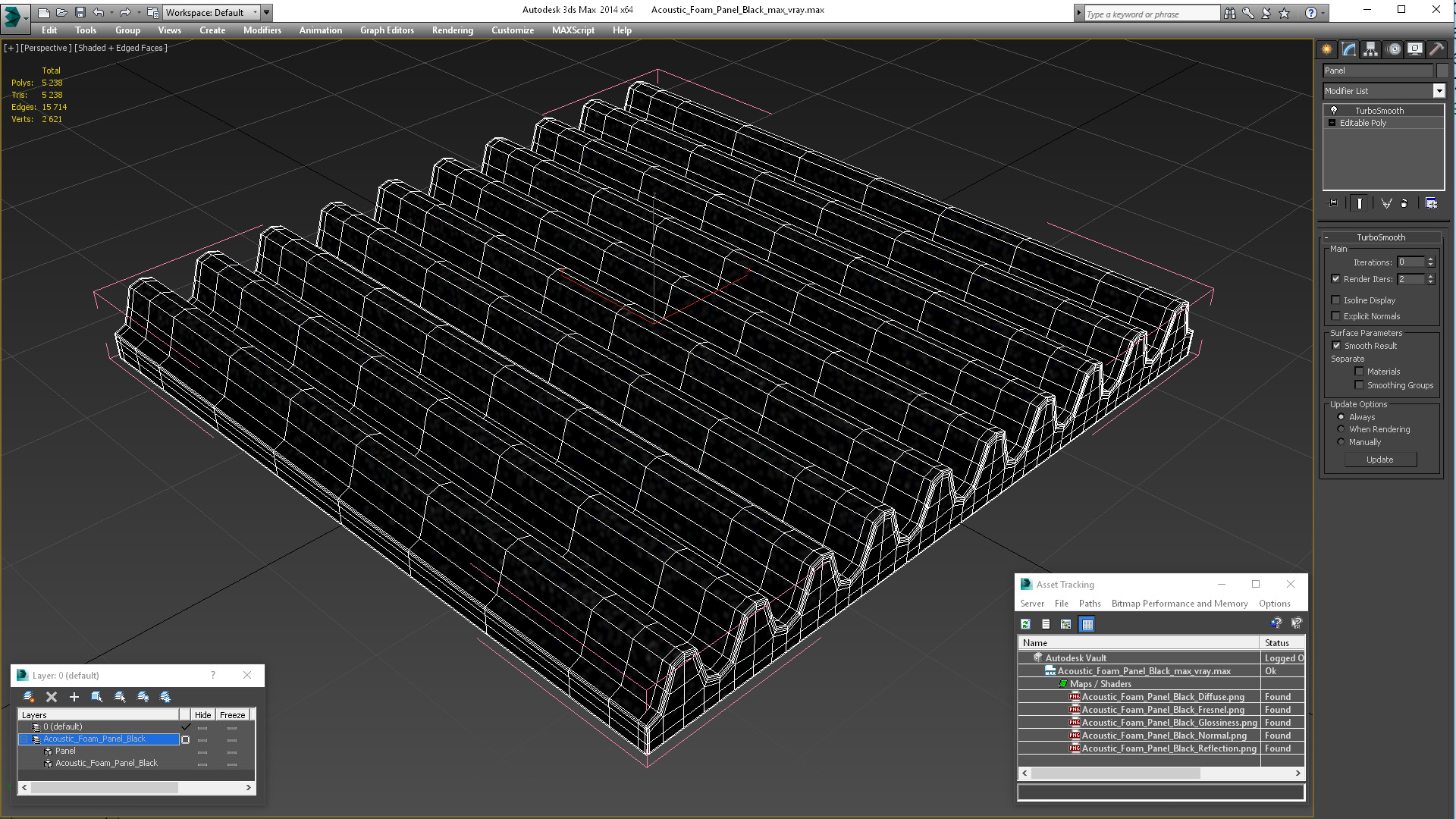 3D model Acoustic Foam Panel Black