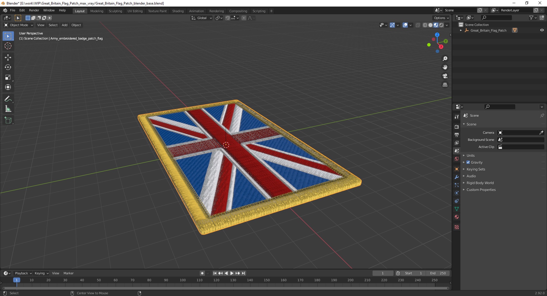 Great Britain Flag Patch 3D model
