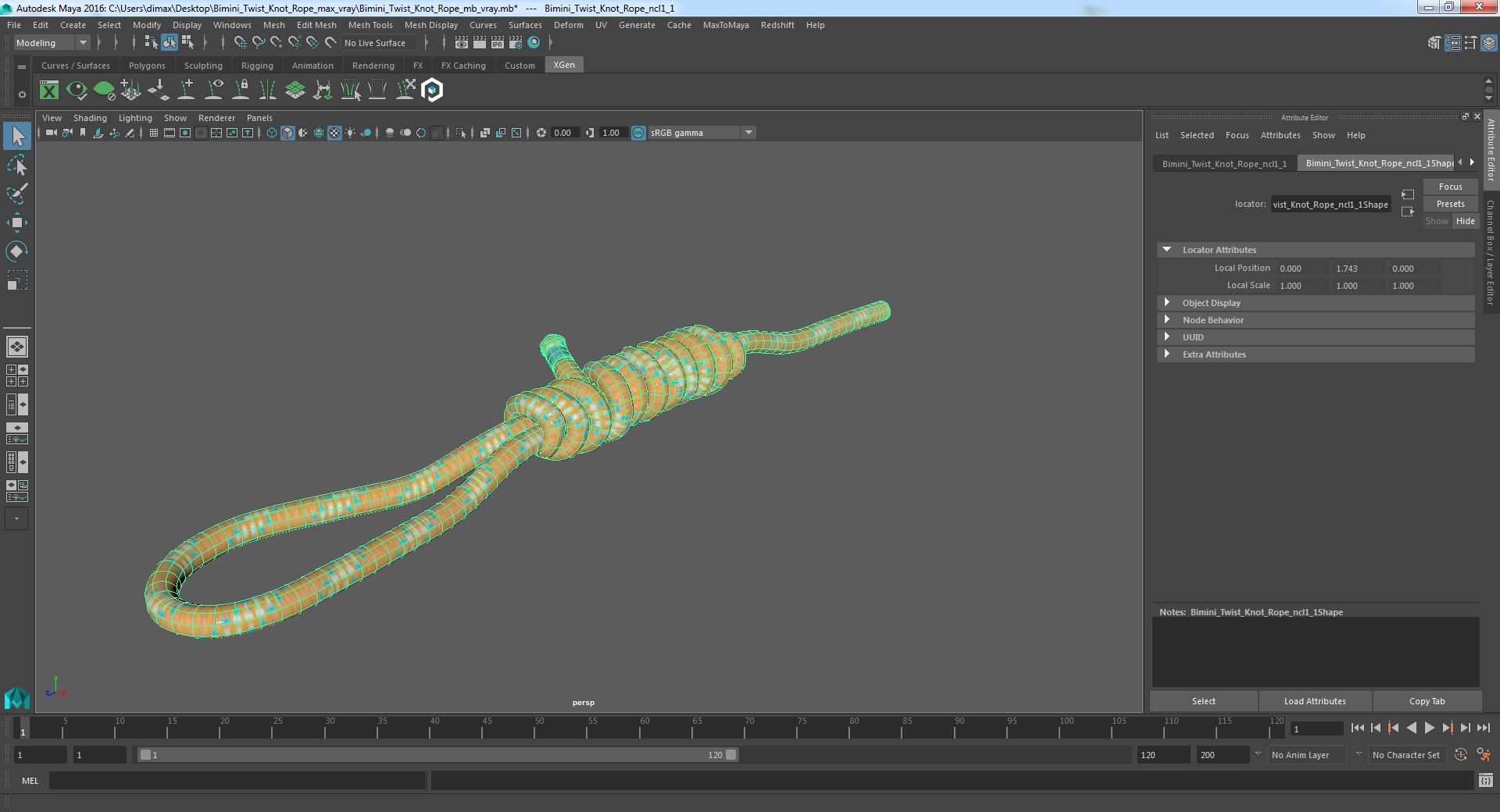Bimini Twist Knot Rope 3D