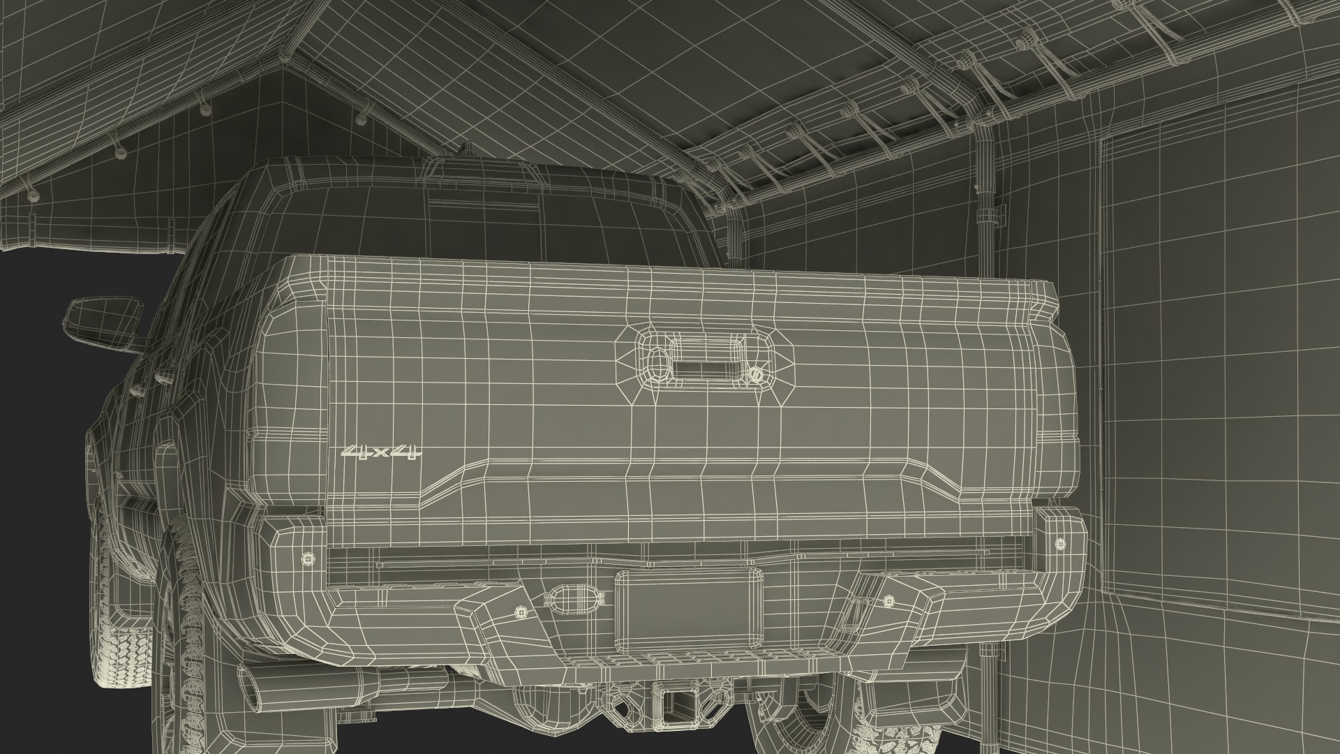 3D Military Camouflage Tent Shelter with Toyota Tacoma Pickup model