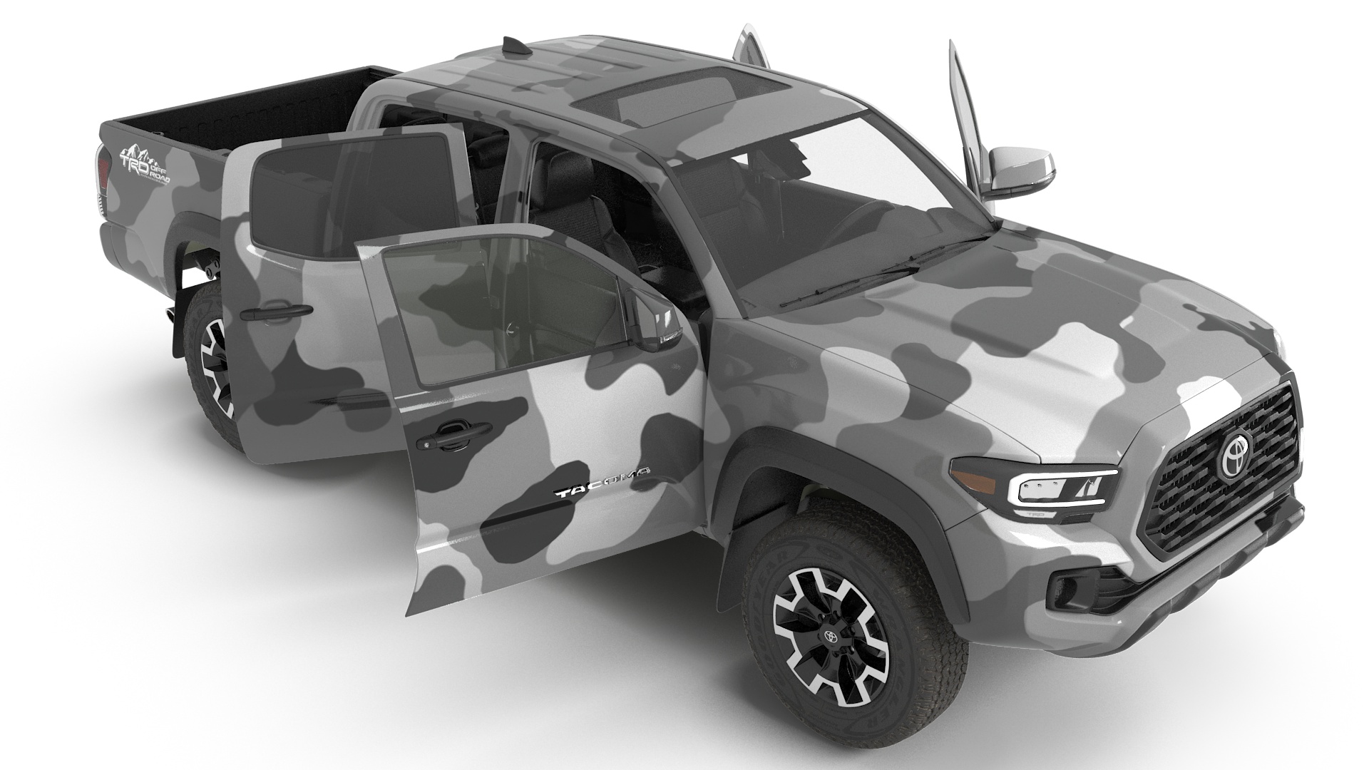 3D Military Camouflage Tent Shelter with Toyota Tacoma Pickup model