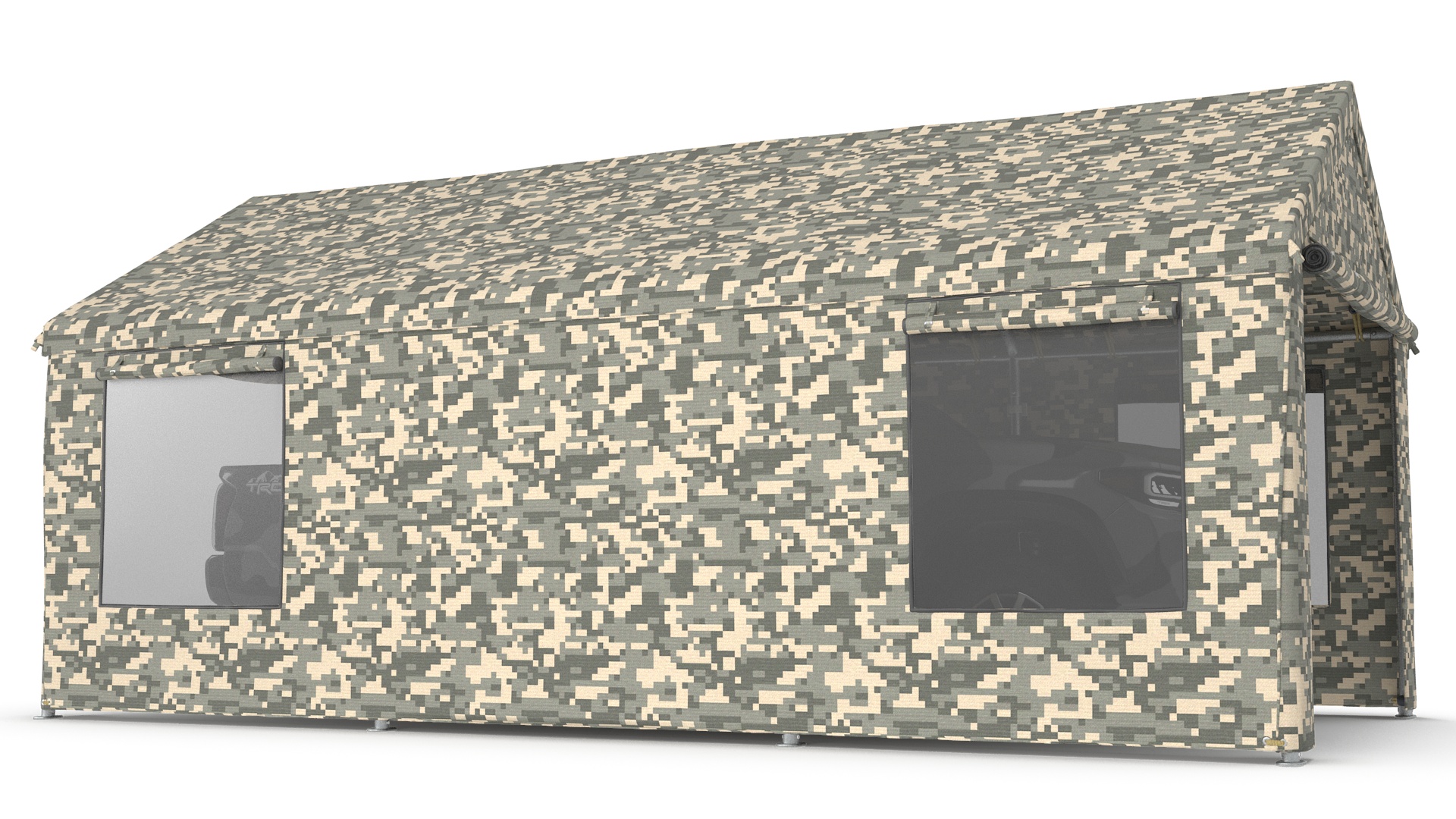 3D Military Camouflage Tent Shelter with Toyota Tacoma Pickup model