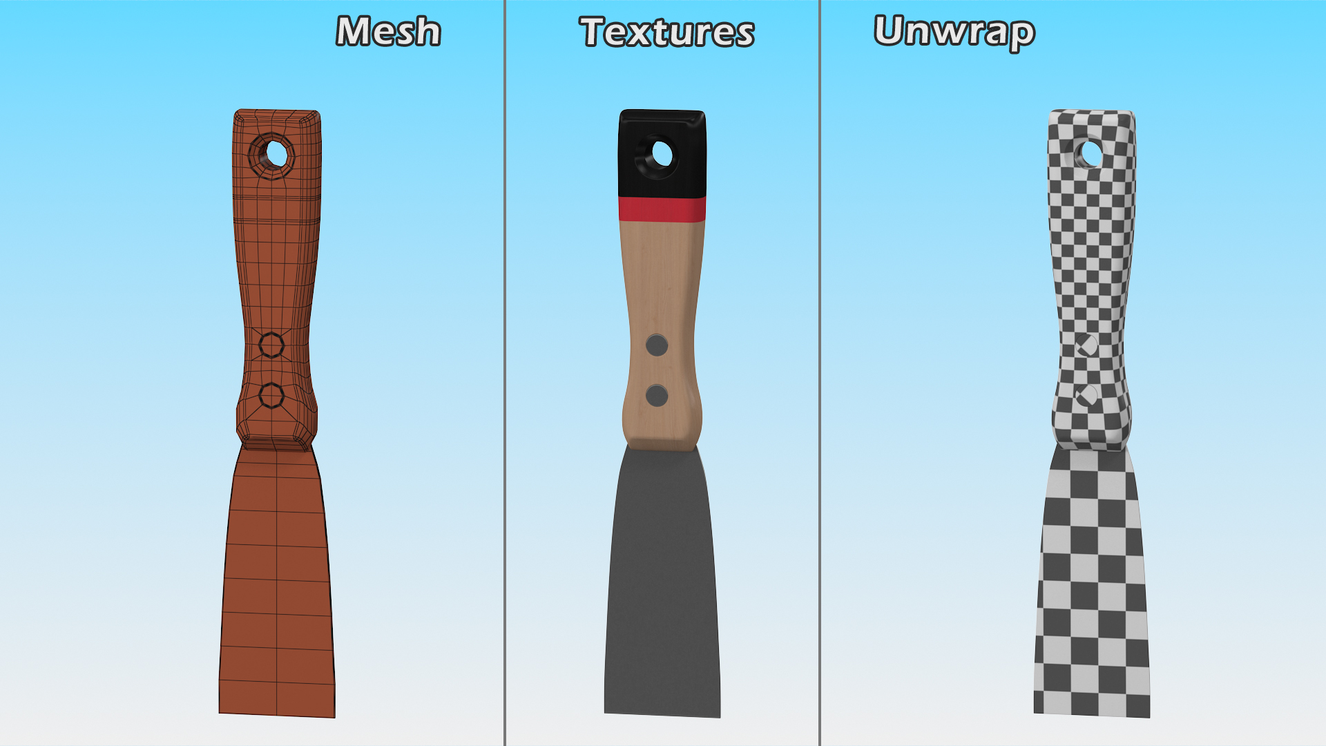 Scraper One and Half Inch Wood Handle 3D