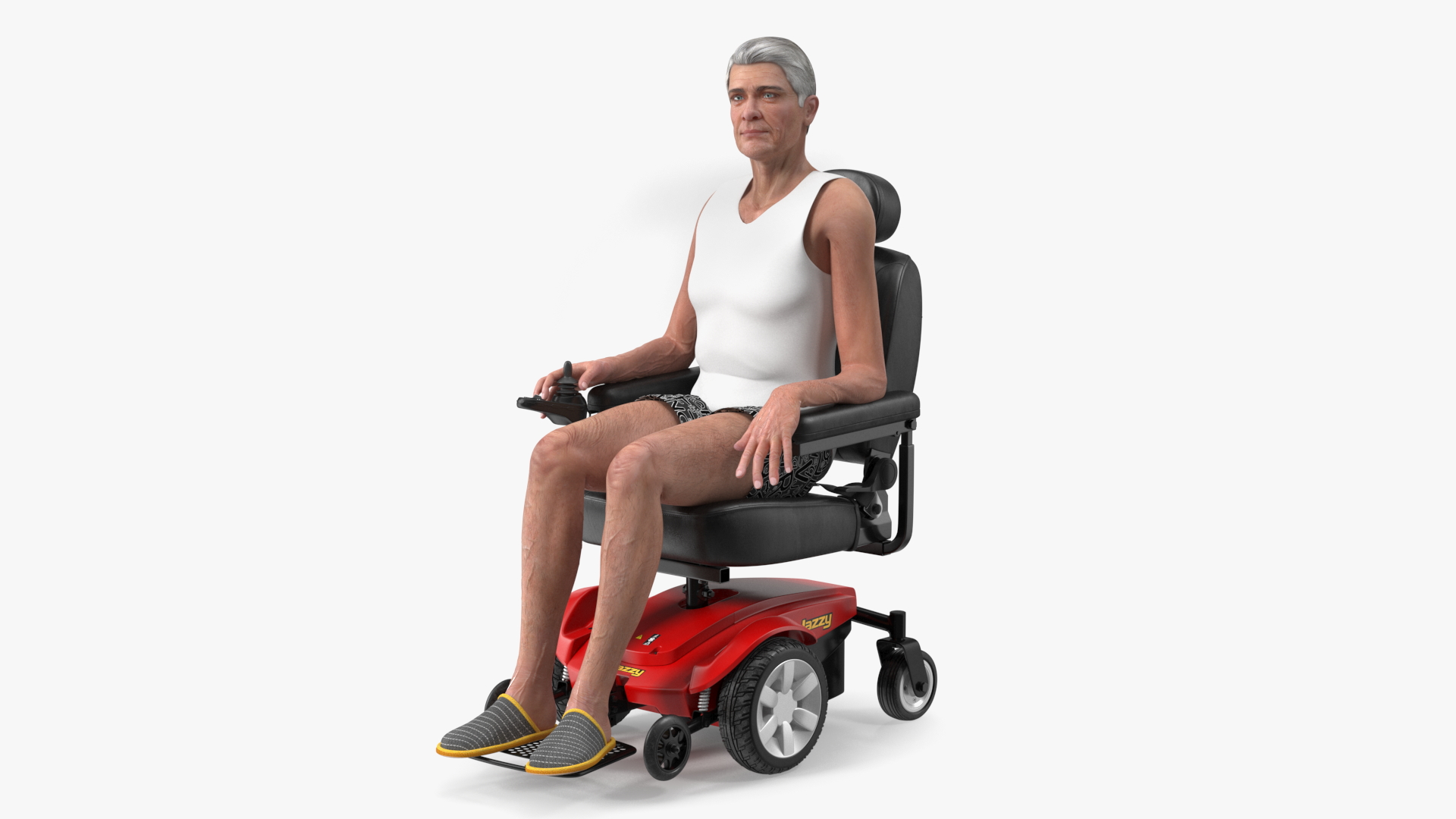 Patient with Jazzy Select Wheelchair Rigged for Maya 3D