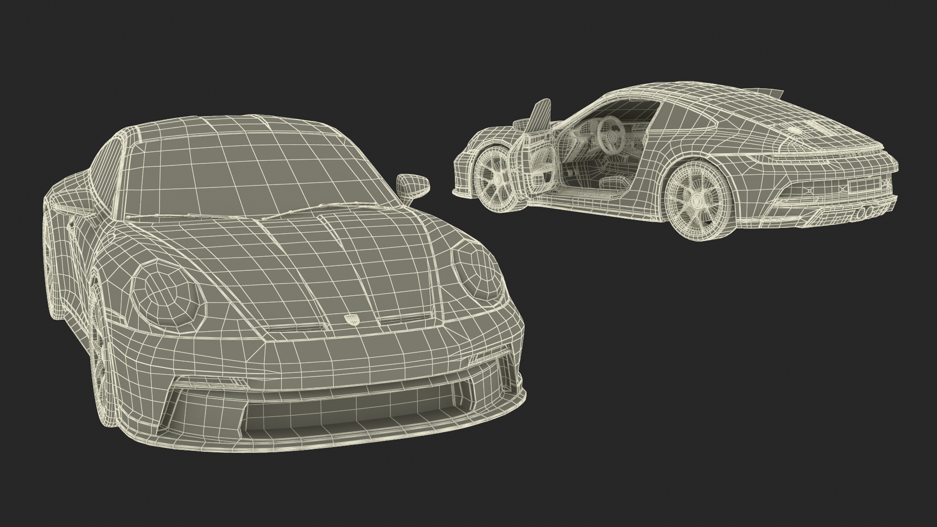 3D model Sport Car Porsche 911 2024 Black Simplified Rigged