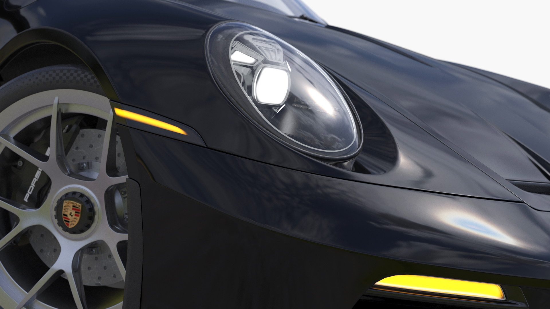 3D model Sport Car Porsche 911 2024 Black Simplified Rigged