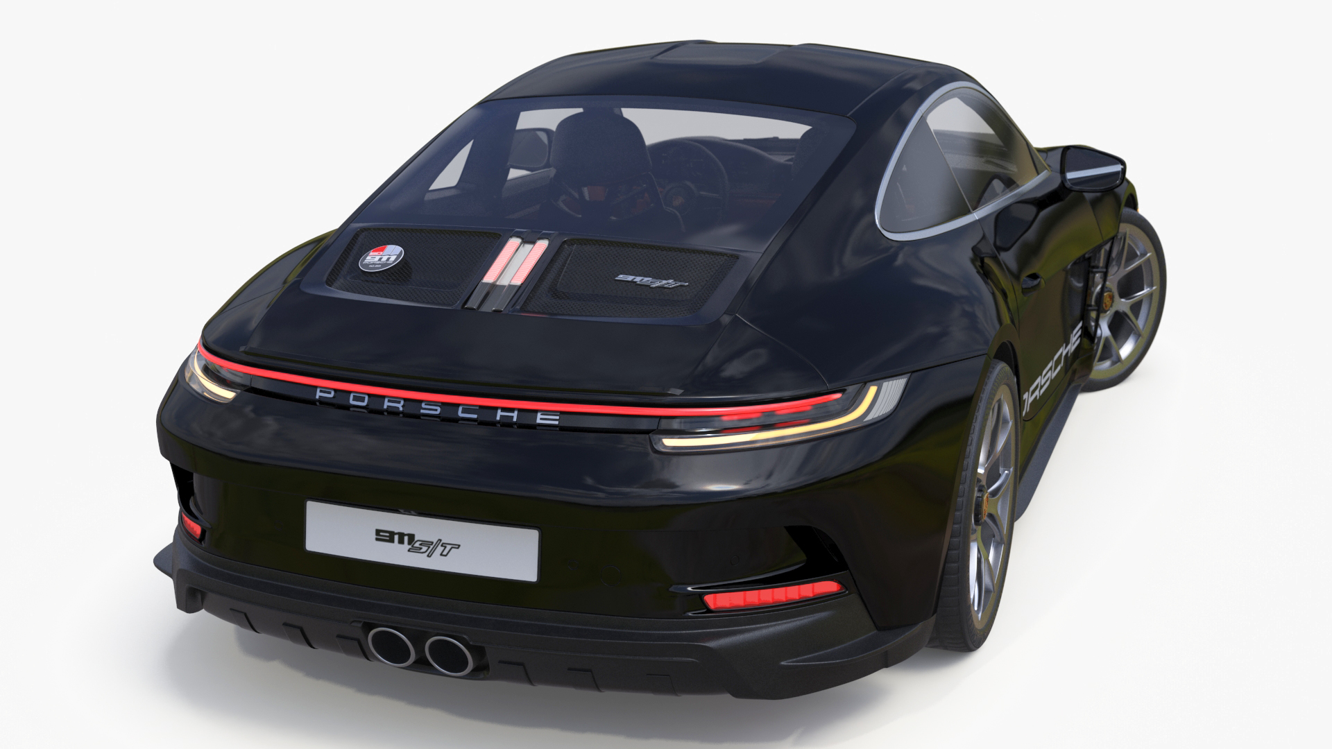 3D model Sport Car Porsche 911 2024 Black Simplified Rigged