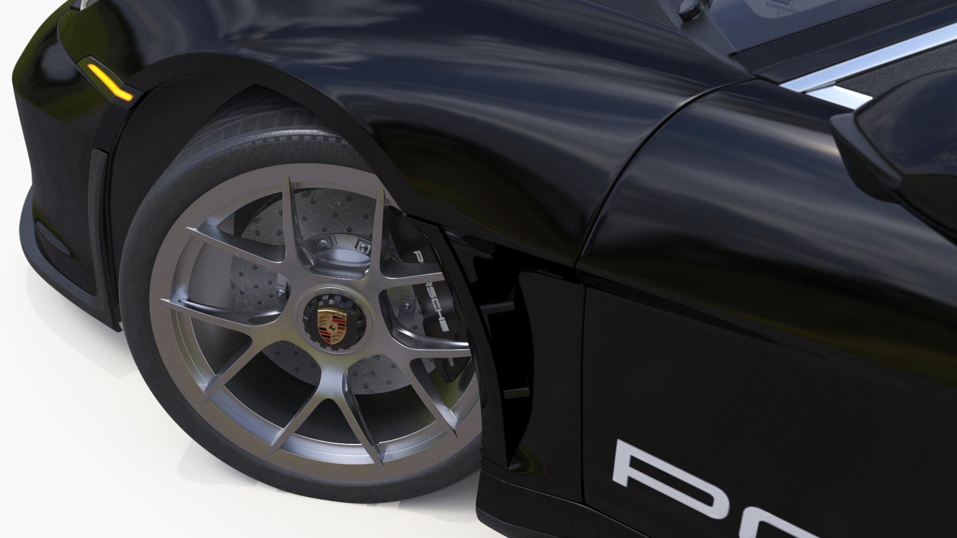 3D model Sport Car Porsche 911 2024 Black Simplified Rigged