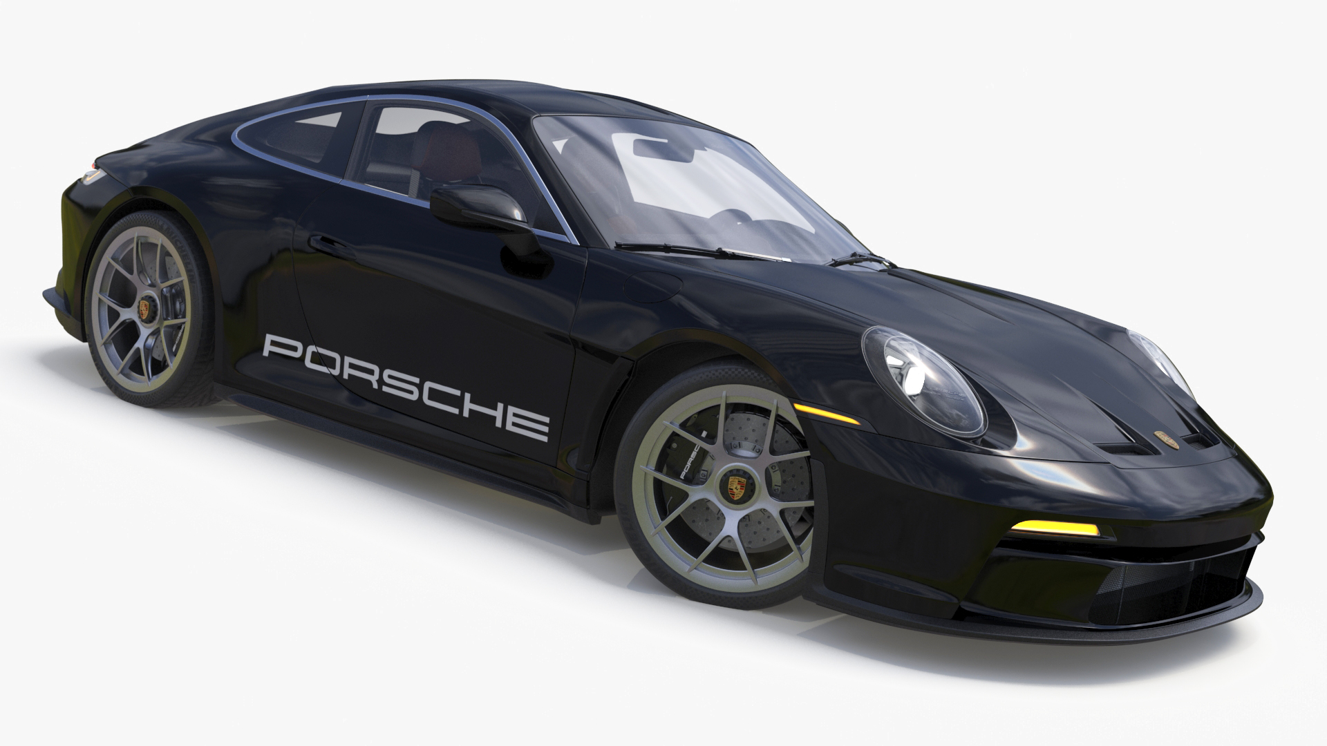 3D model Sport Car Porsche 911 2024 Black Simplified Rigged