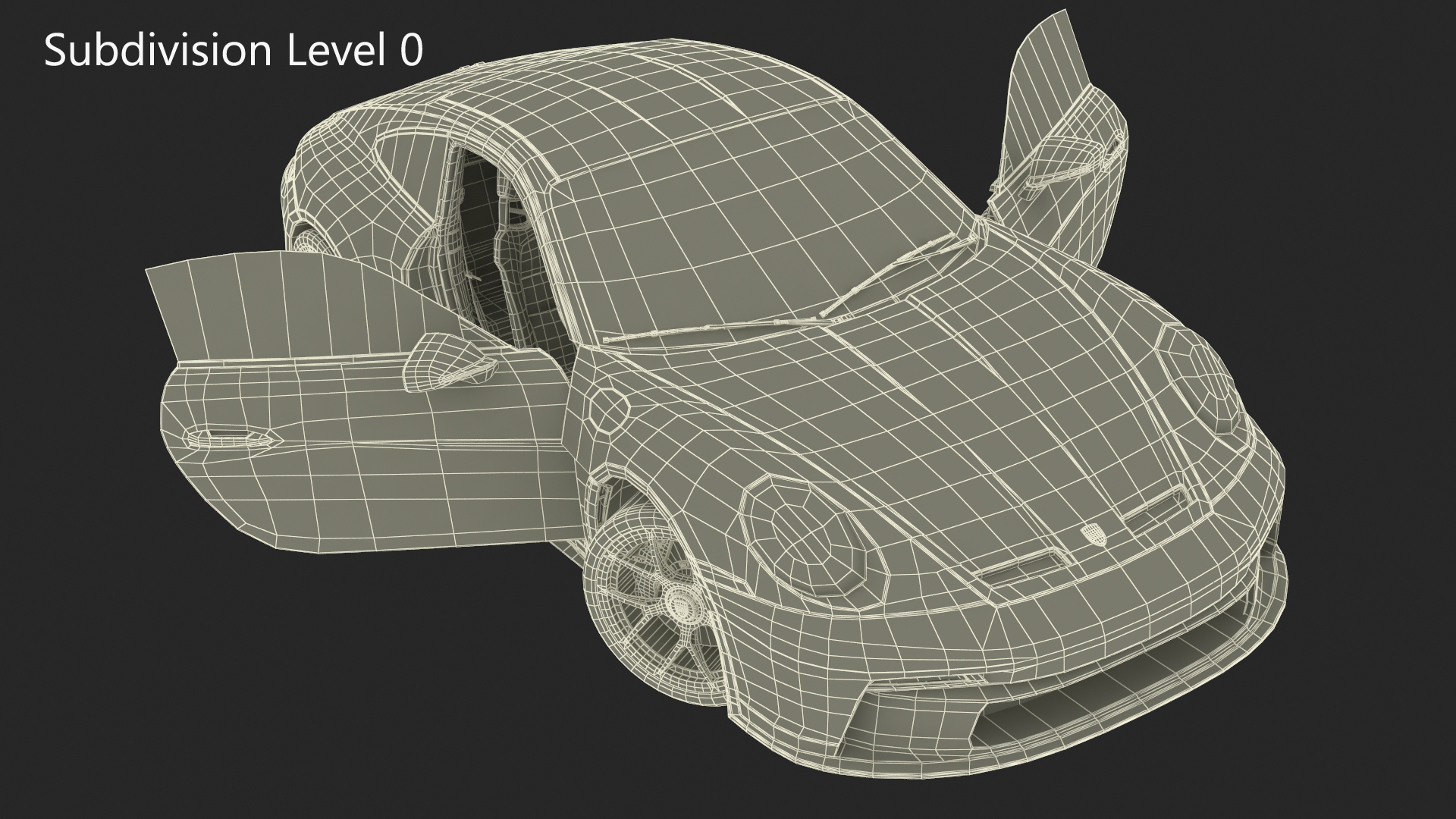 3D model Sport Car Porsche 911 2024 Black Simplified Rigged