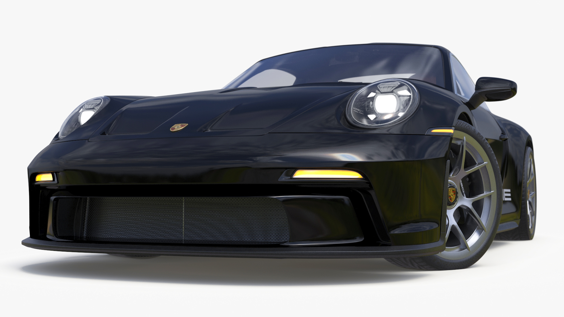 3D model Sport Car Porsche 911 2024 Black Simplified Rigged