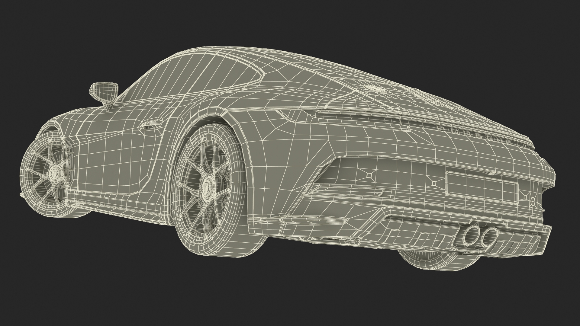 3D model Sport Car Porsche 911 2024 Black Simplified Rigged