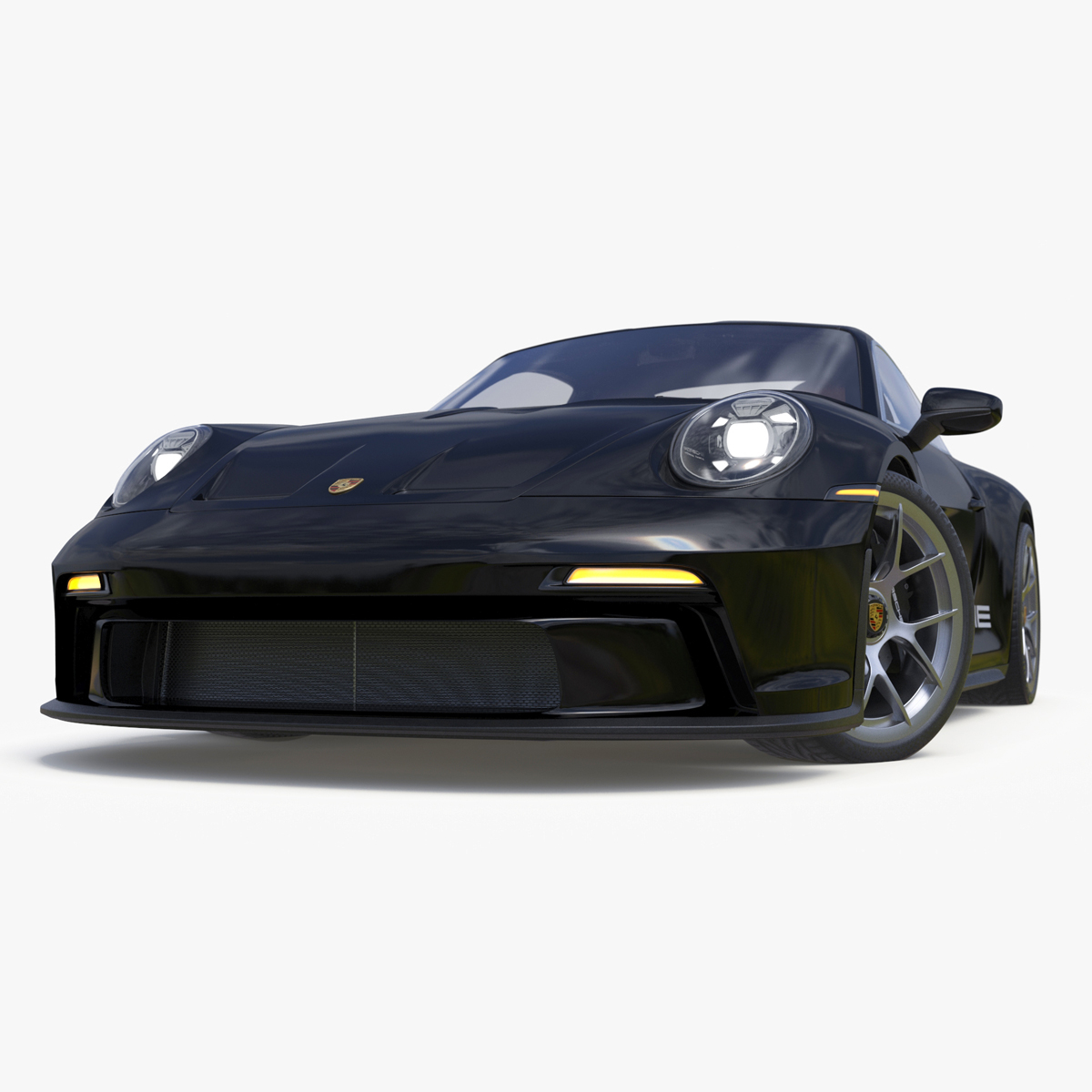 3D model Sport Car Porsche 911 2024 Black Simplified Rigged