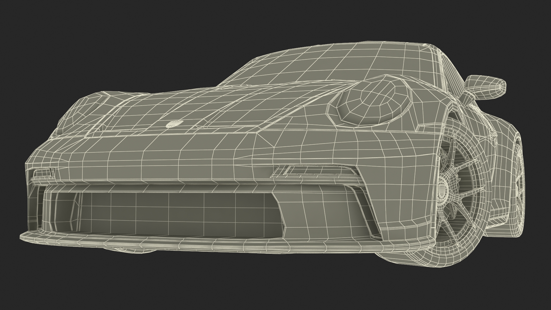 3D model Sport Car Porsche 911 2024 Black Simplified Rigged