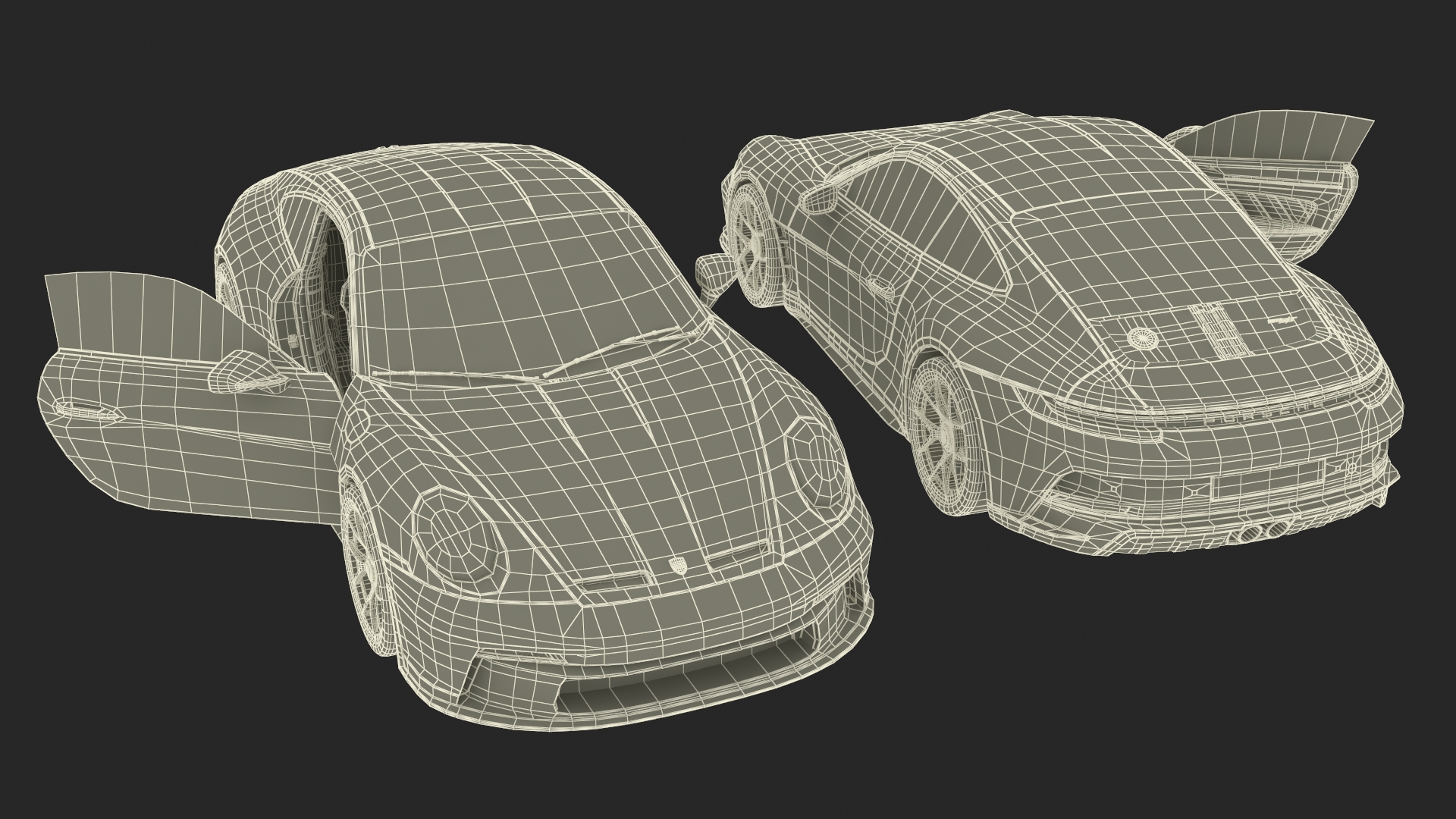 3D model Sport Car Porsche 911 2024 Black Simplified Rigged