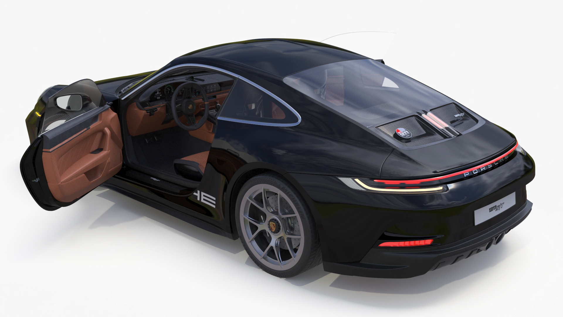 3D model Sport Car Porsche 911 2024 Black Simplified Rigged