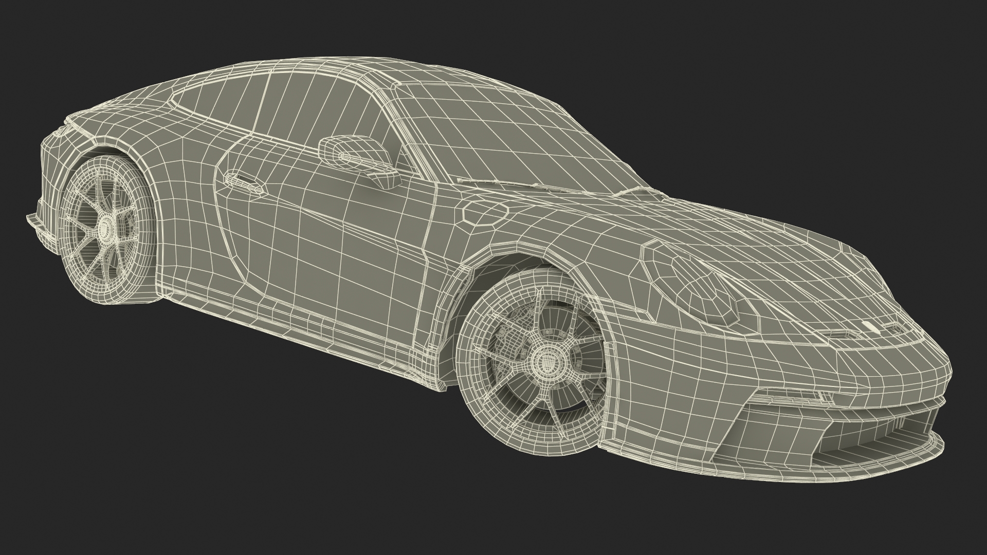 3D model Sport Car Porsche 911 2024 Black Simplified Rigged