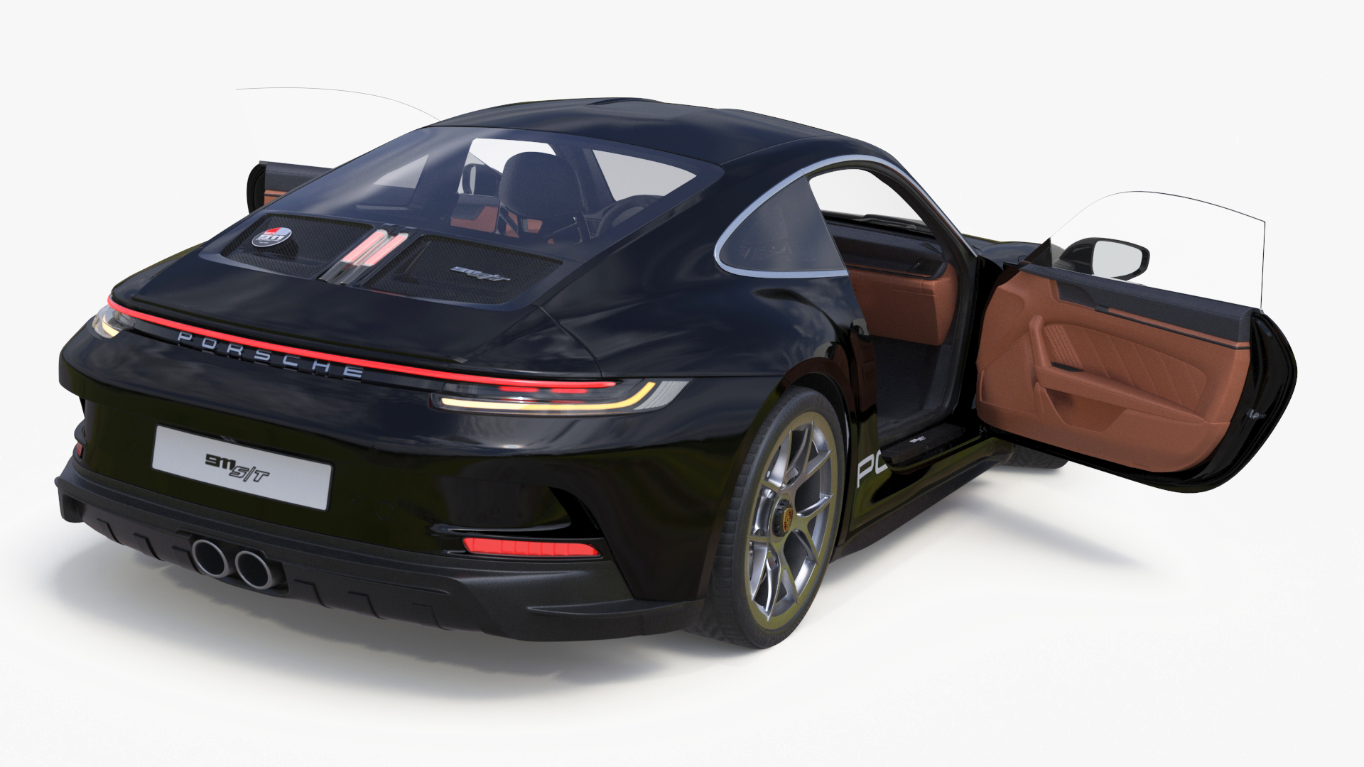 3D model Sport Car Porsche 911 2024 Black Simplified Rigged
