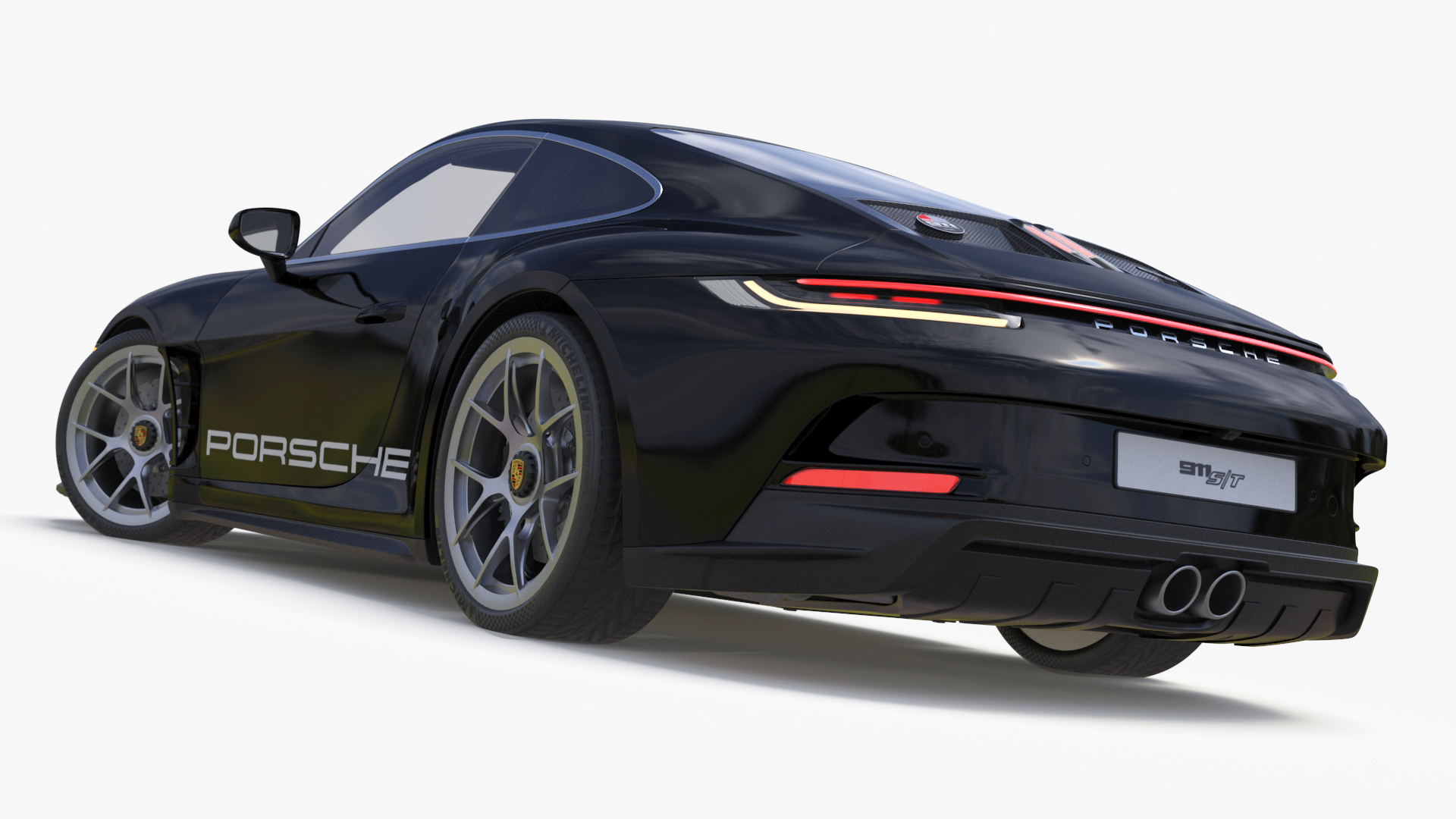 3D model Sport Car Porsche 911 2024 Black Simplified Rigged