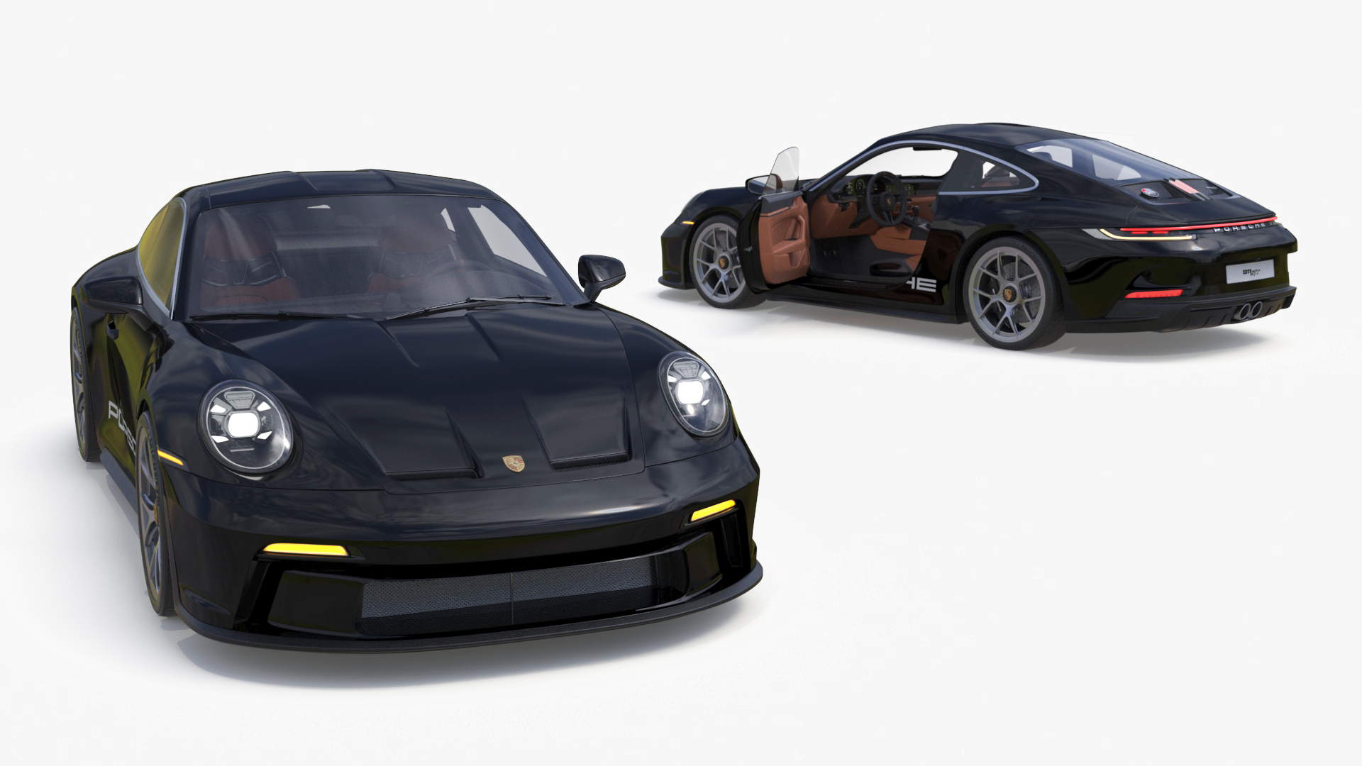 3D model Sport Car Porsche 911 2024 Black Simplified Rigged
