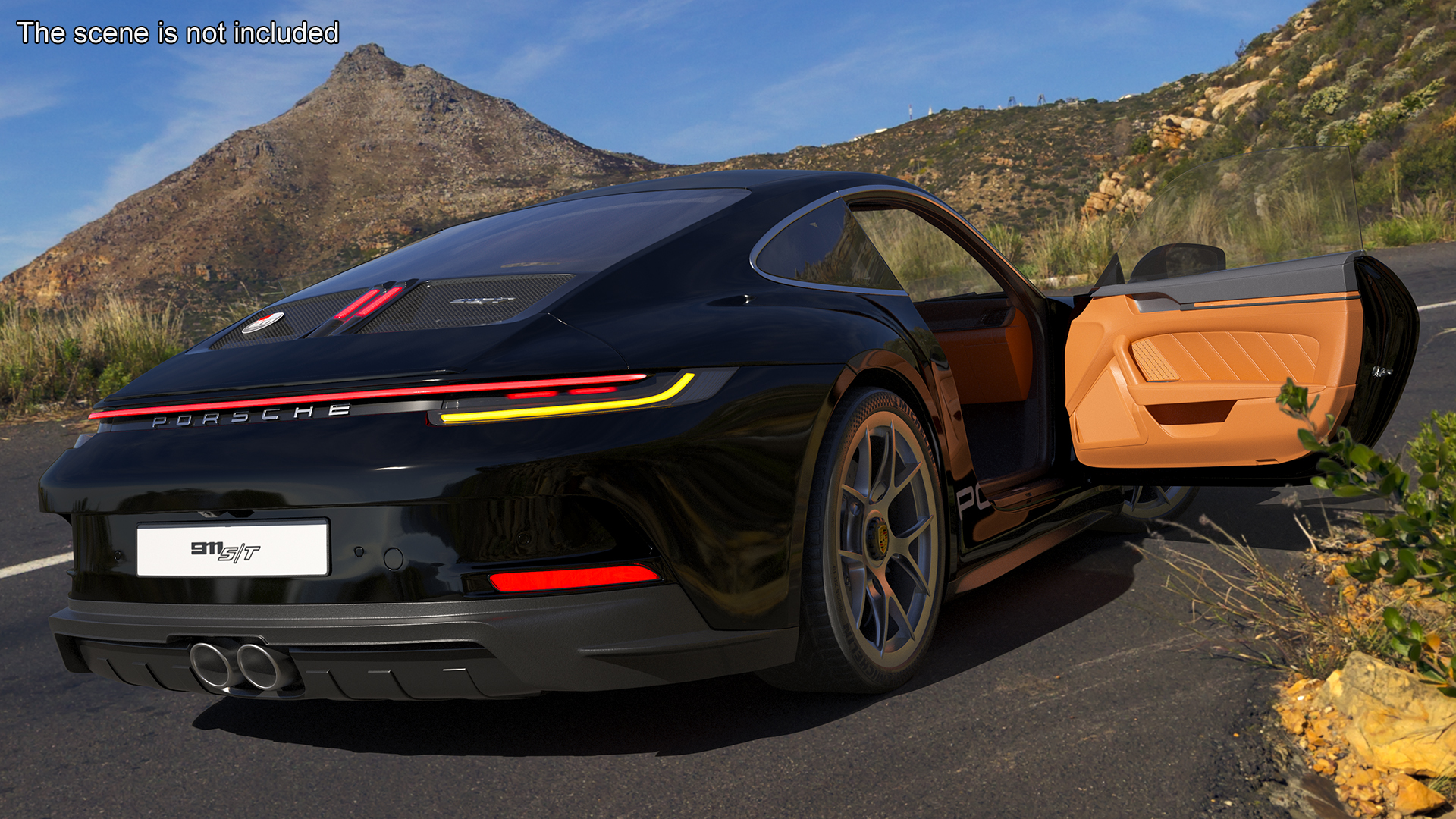 3D model Sport Car Porsche 911 2024 Black Simplified Rigged