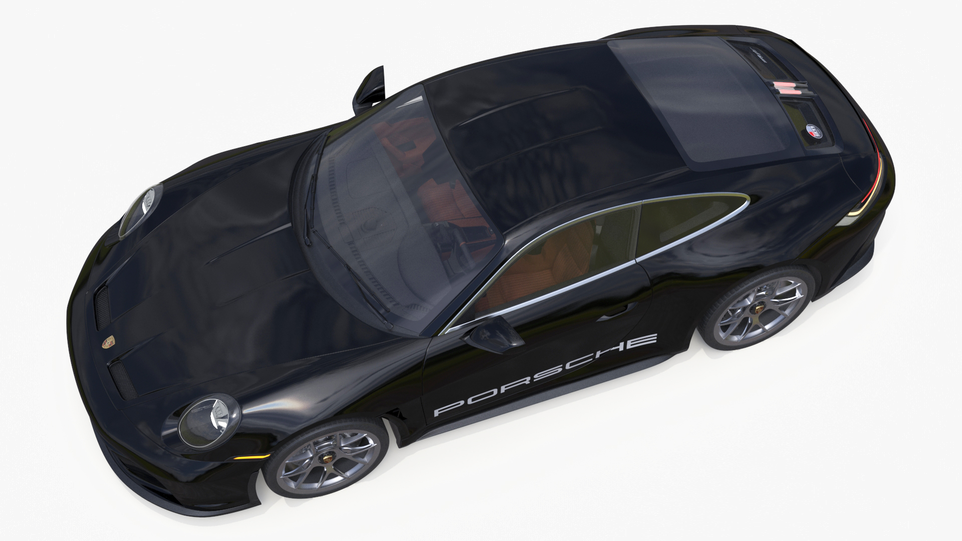 3D model Sport Car Porsche 911 2024 Black Simplified Rigged