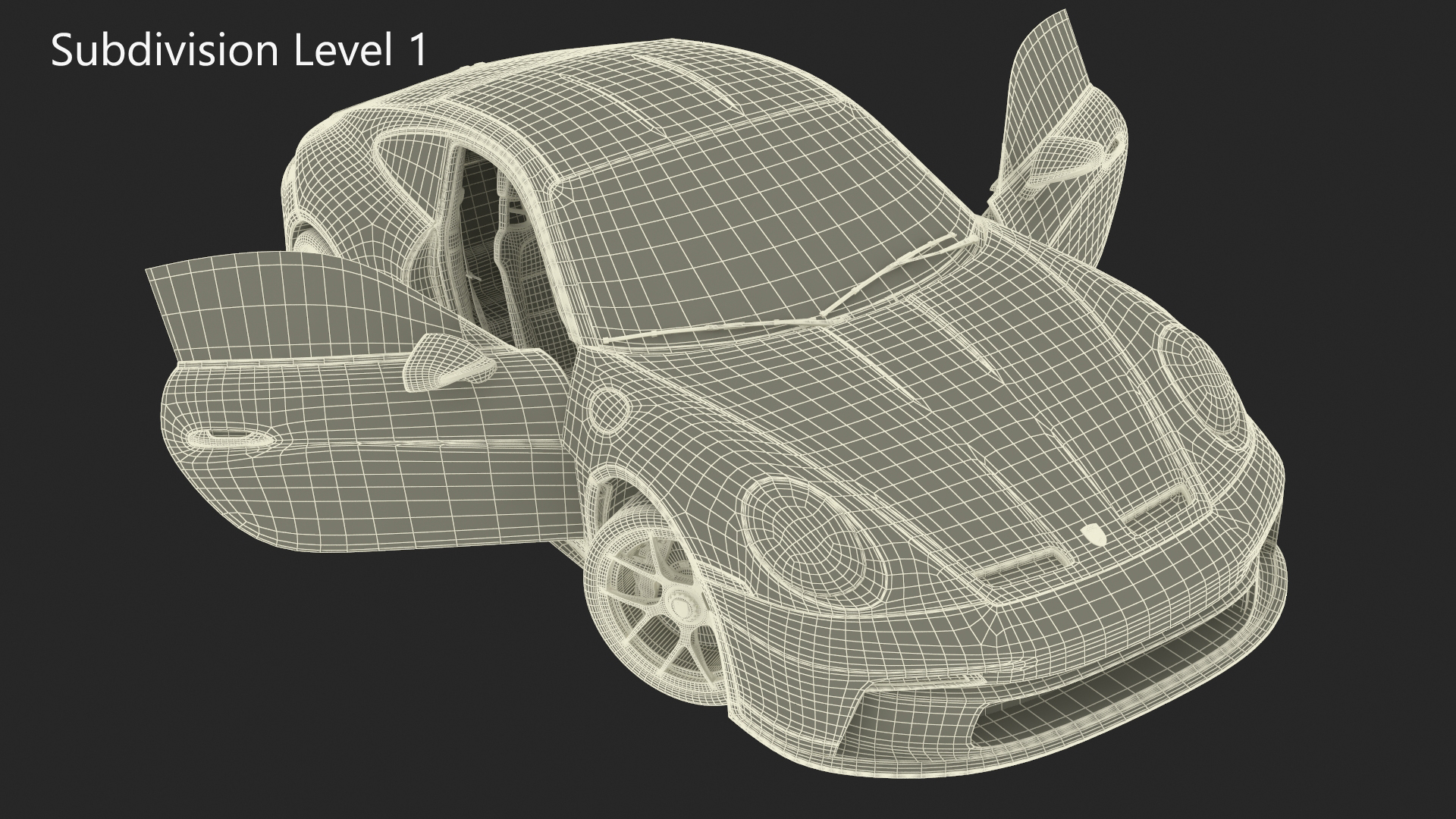 3D model Sport Car Porsche 911 2024 Black Simplified Rigged