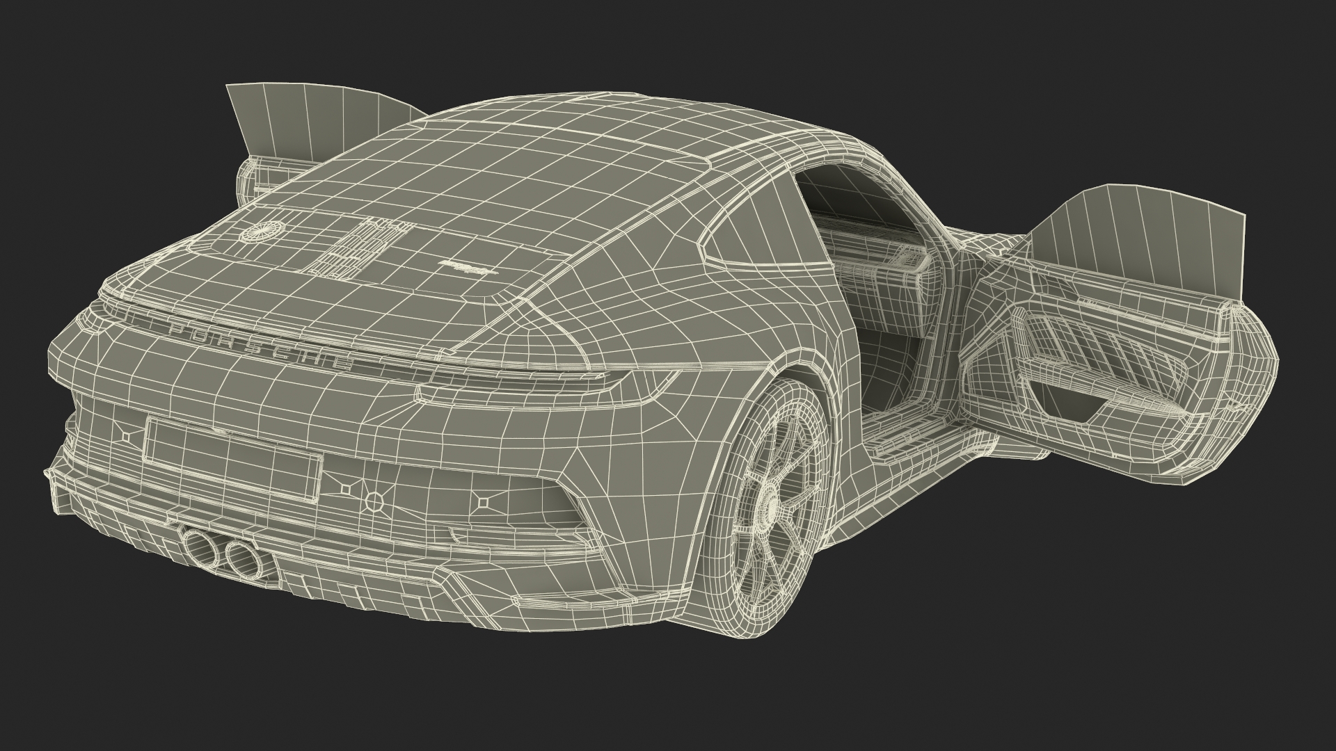 3D model Sport Car Porsche 911 2024 Black Simplified Rigged