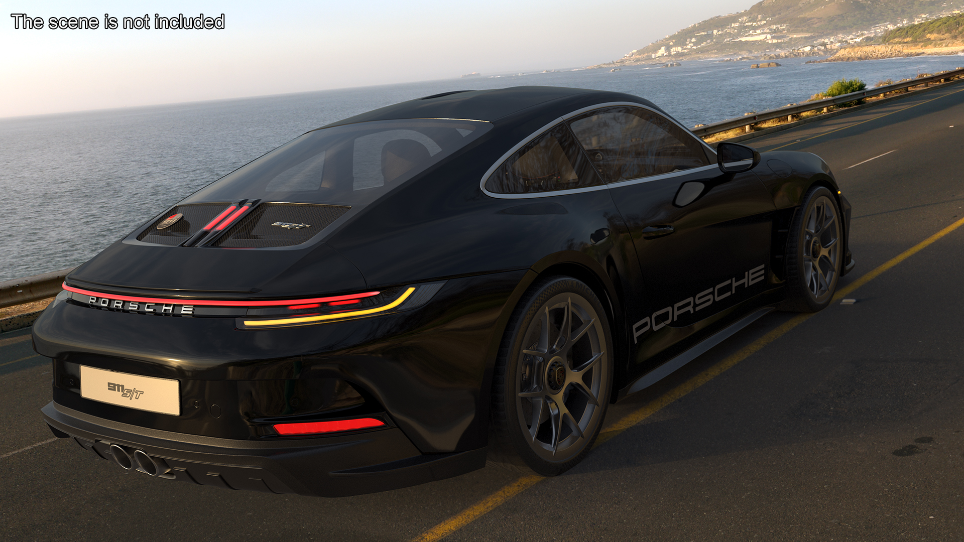 3D model Sport Car Porsche 911 2024 Black Simplified Rigged
