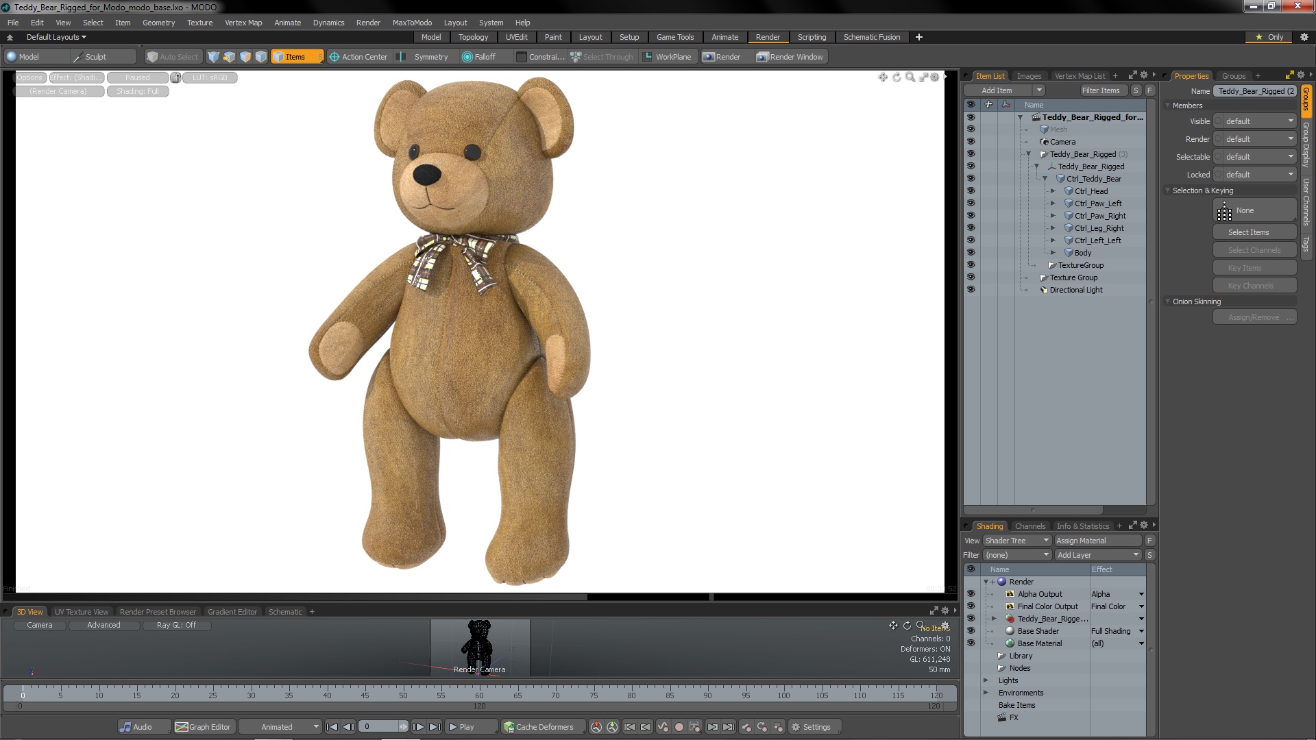 3D Teddy Bear Rigged for Modo