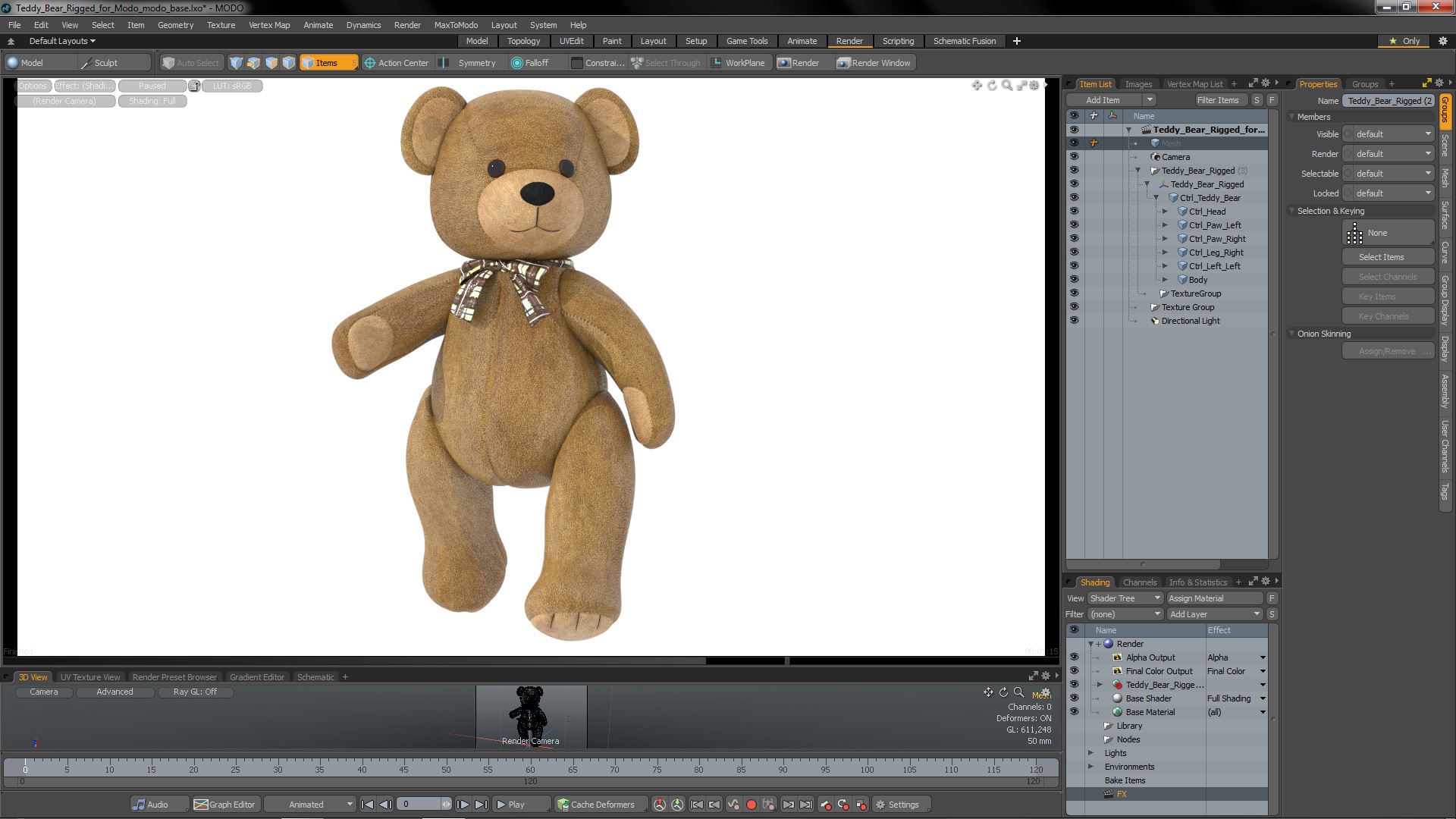 3D Teddy Bear Rigged for Modo