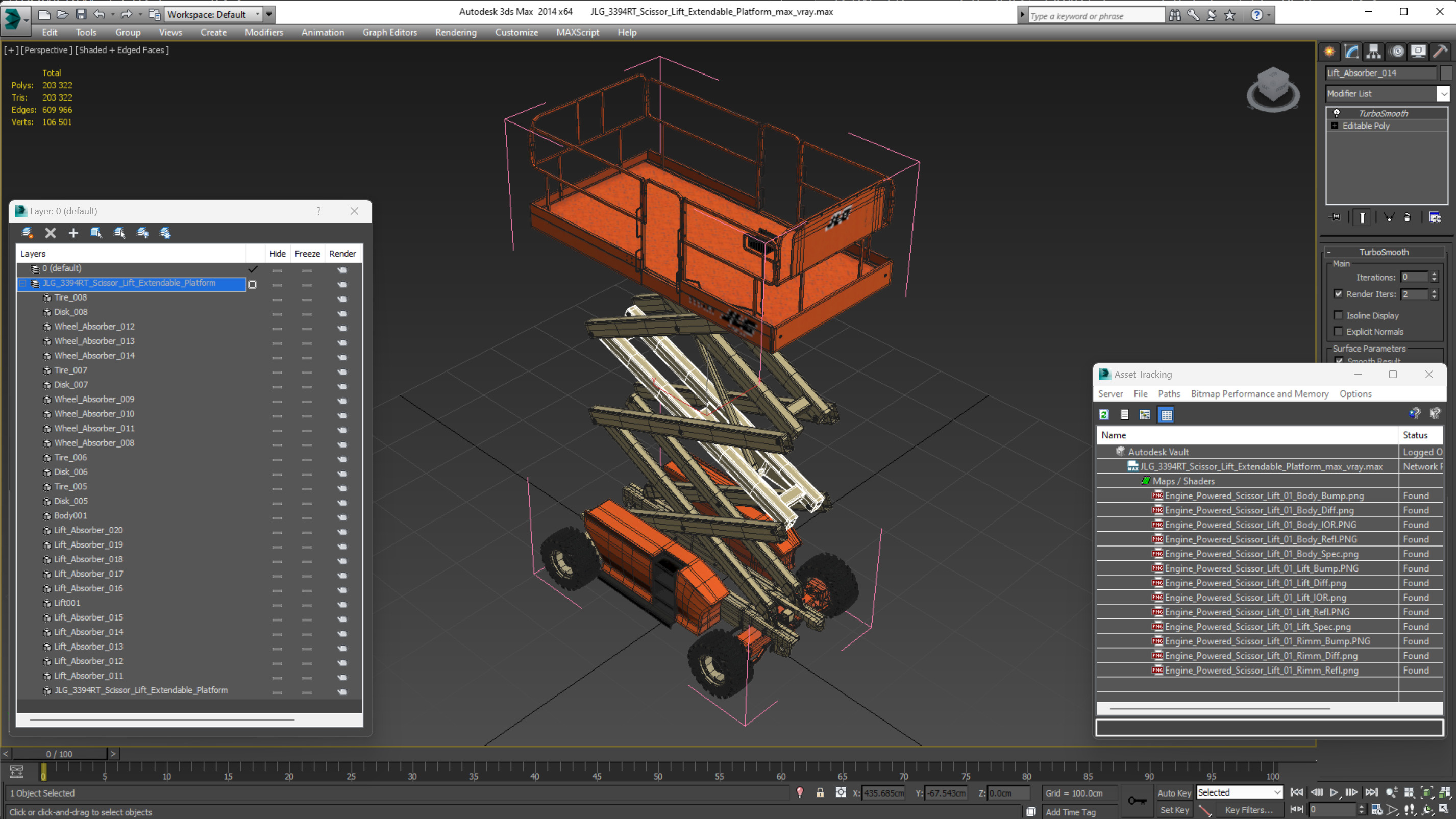 3D JLG 3394RT Scissor Lift Extendable Platform model