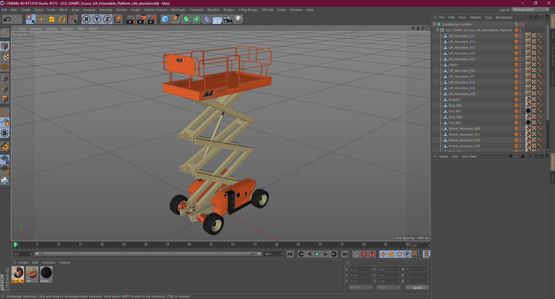 3D JLG 3394RT Scissor Lift Extendable Platform model