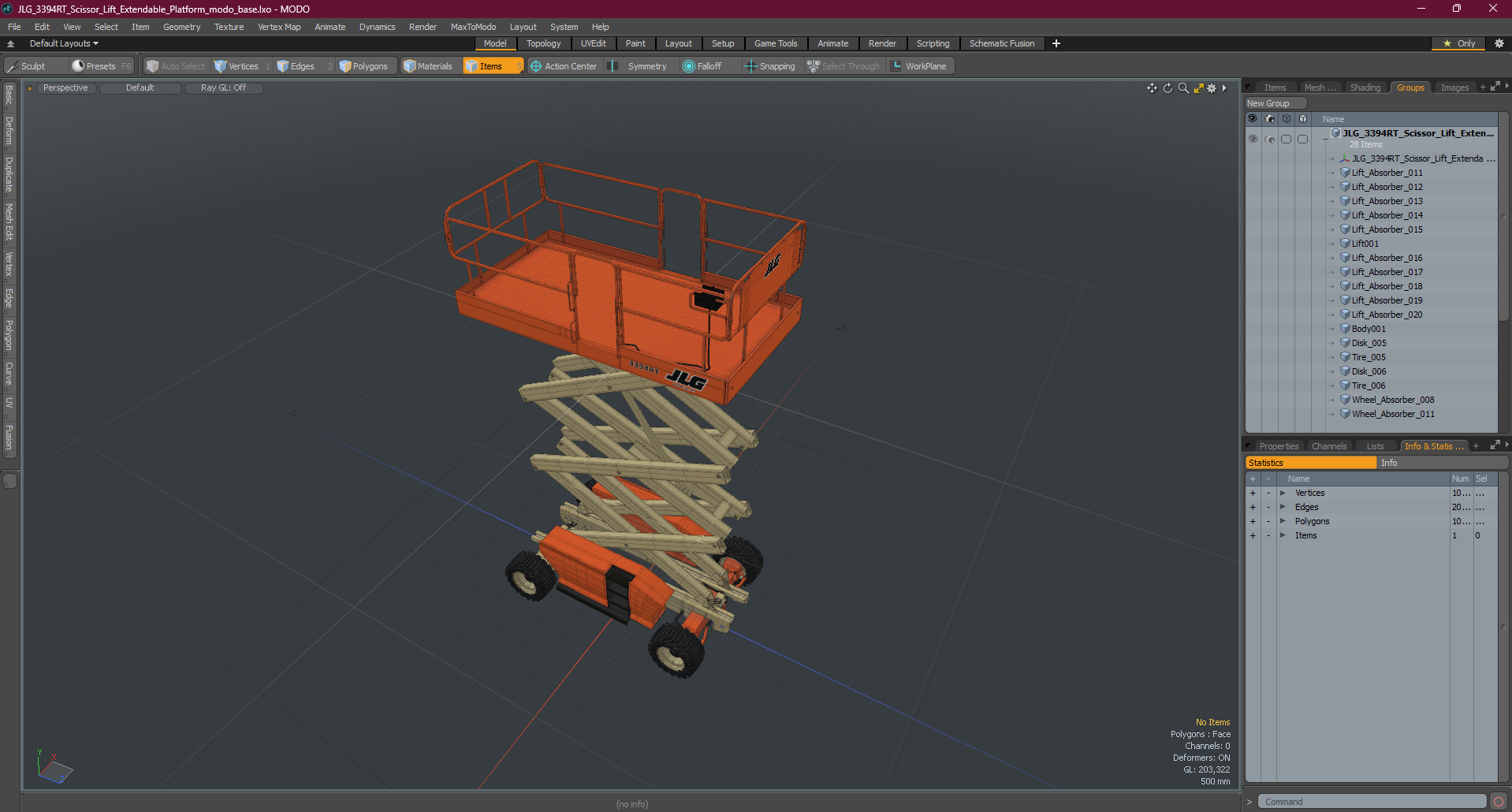 3D JLG 3394RT Scissor Lift Extendable Platform model
