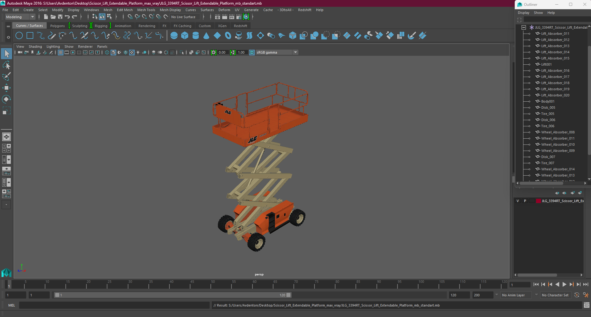 3D JLG 3394RT Scissor Lift Extendable Platform model