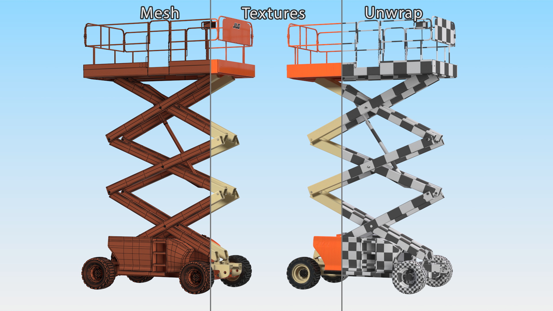3D JLG 3394RT Scissor Lift Extendable Platform model