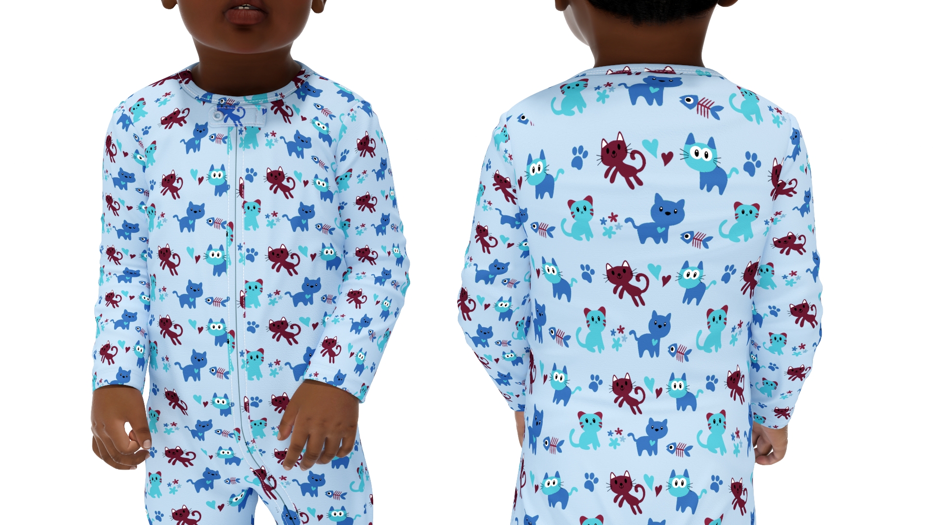 3D Toddler Black Boy in Full Bodysuit Standing model