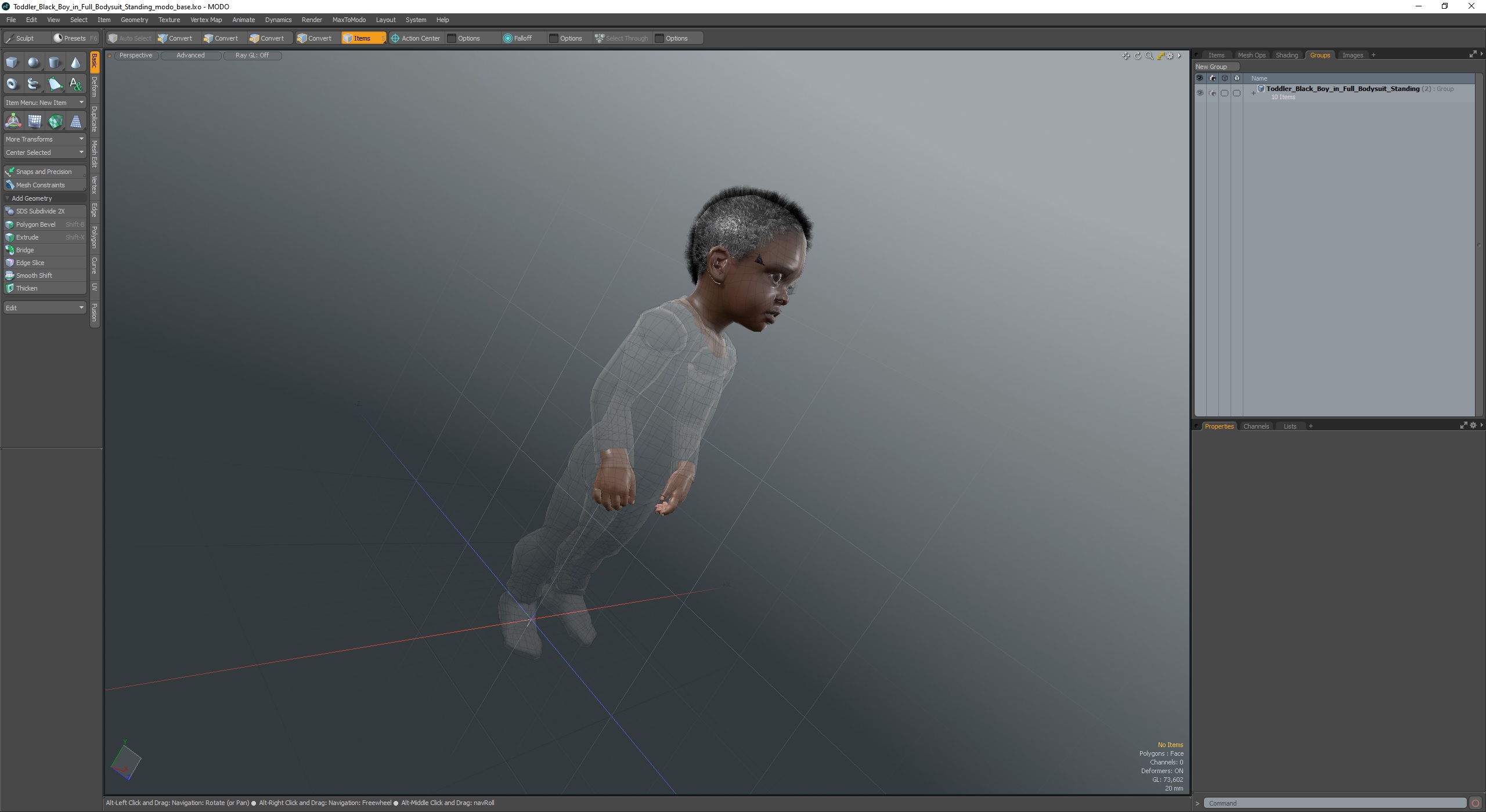 3D Toddler Black Boy in Full Bodysuit Standing model