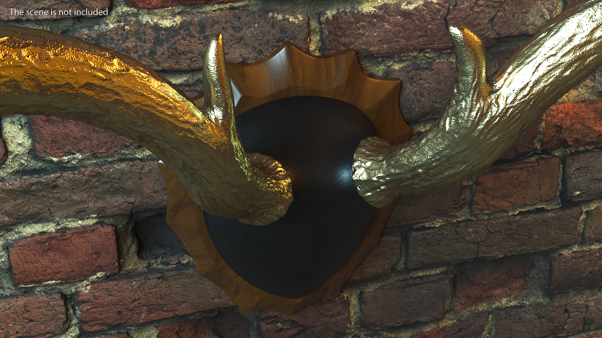 3D model Gold Plated Stag Antlers on a Wall Mount
