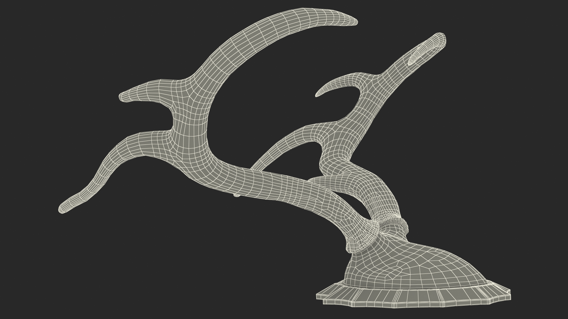 3D model Gold Plated Stag Antlers on a Wall Mount