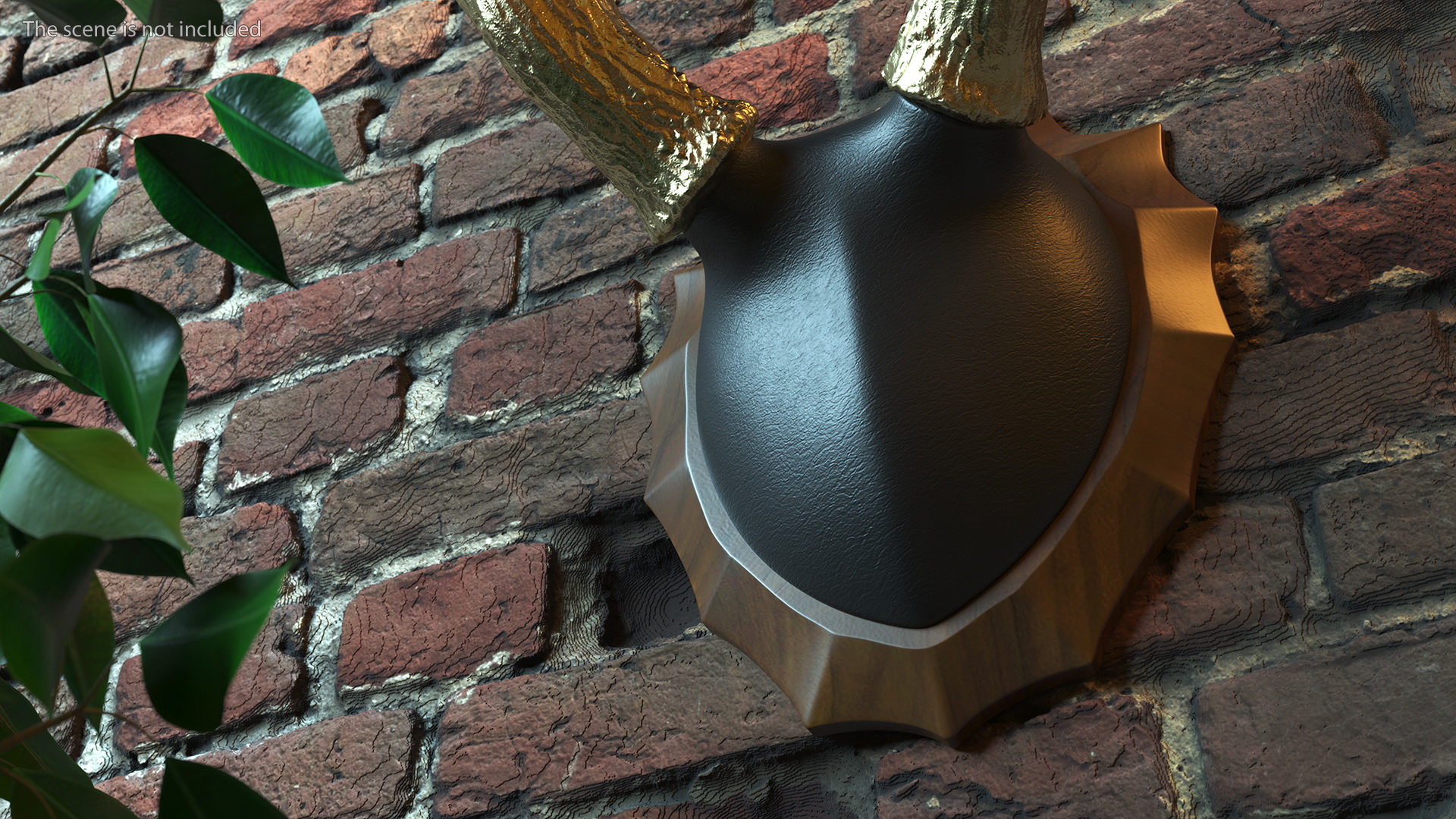 3D model Gold Plated Stag Antlers on a Wall Mount