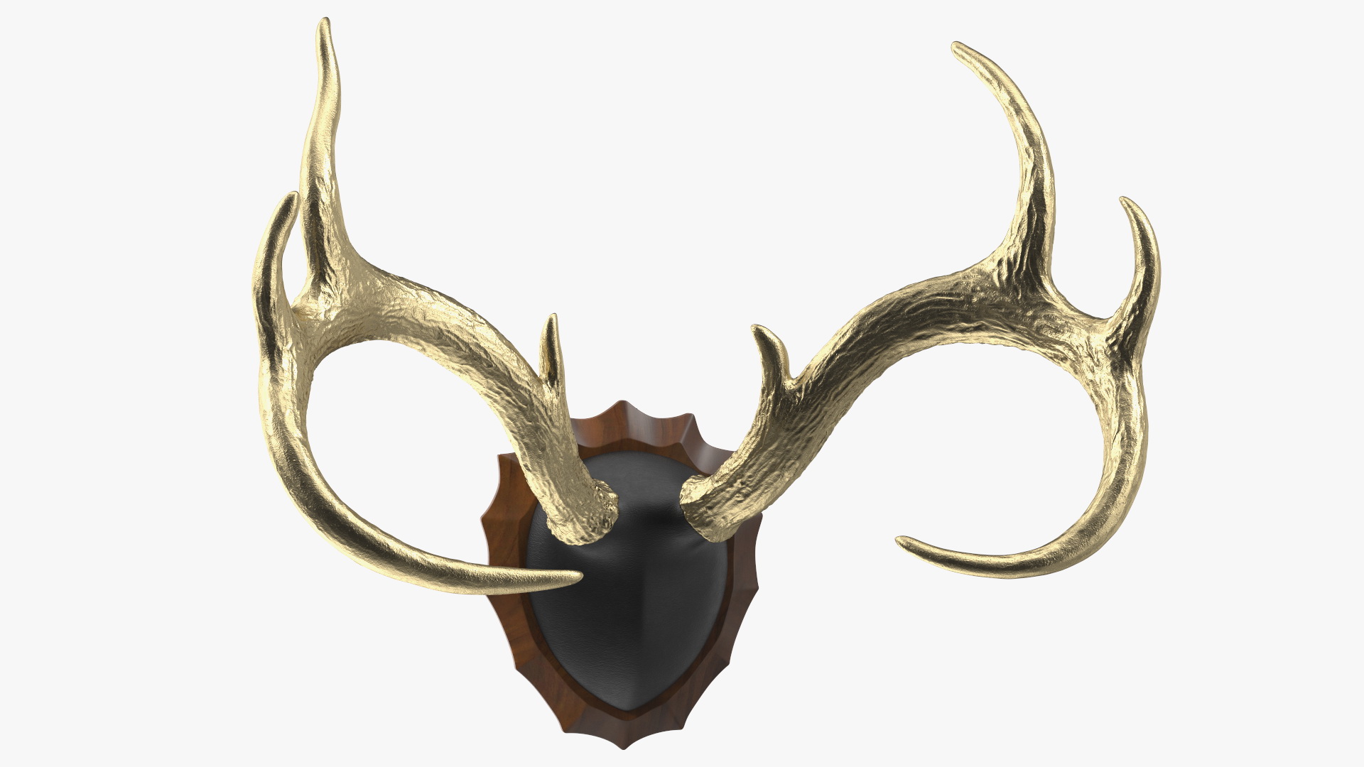 3D model Gold Plated Stag Antlers on a Wall Mount