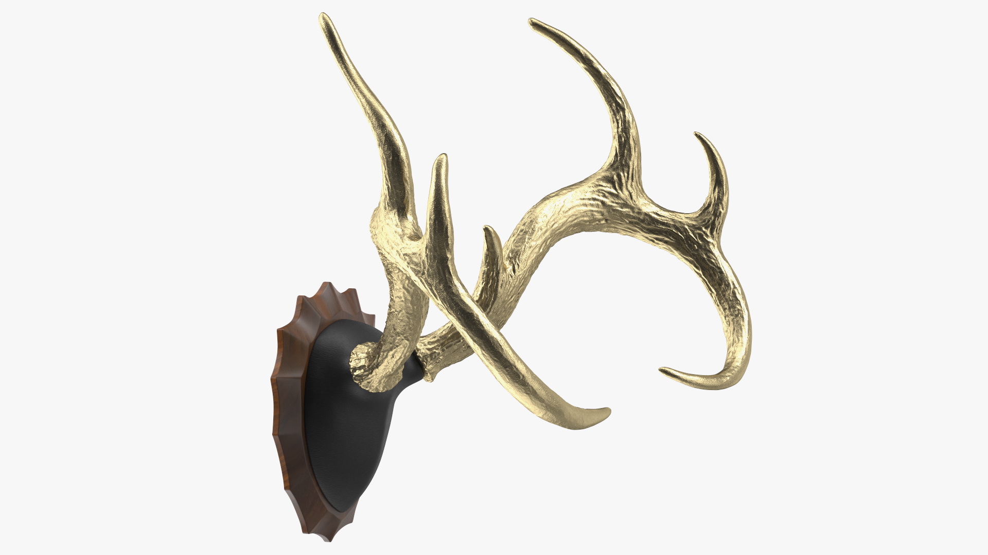 3D model Gold Plated Stag Antlers on a Wall Mount