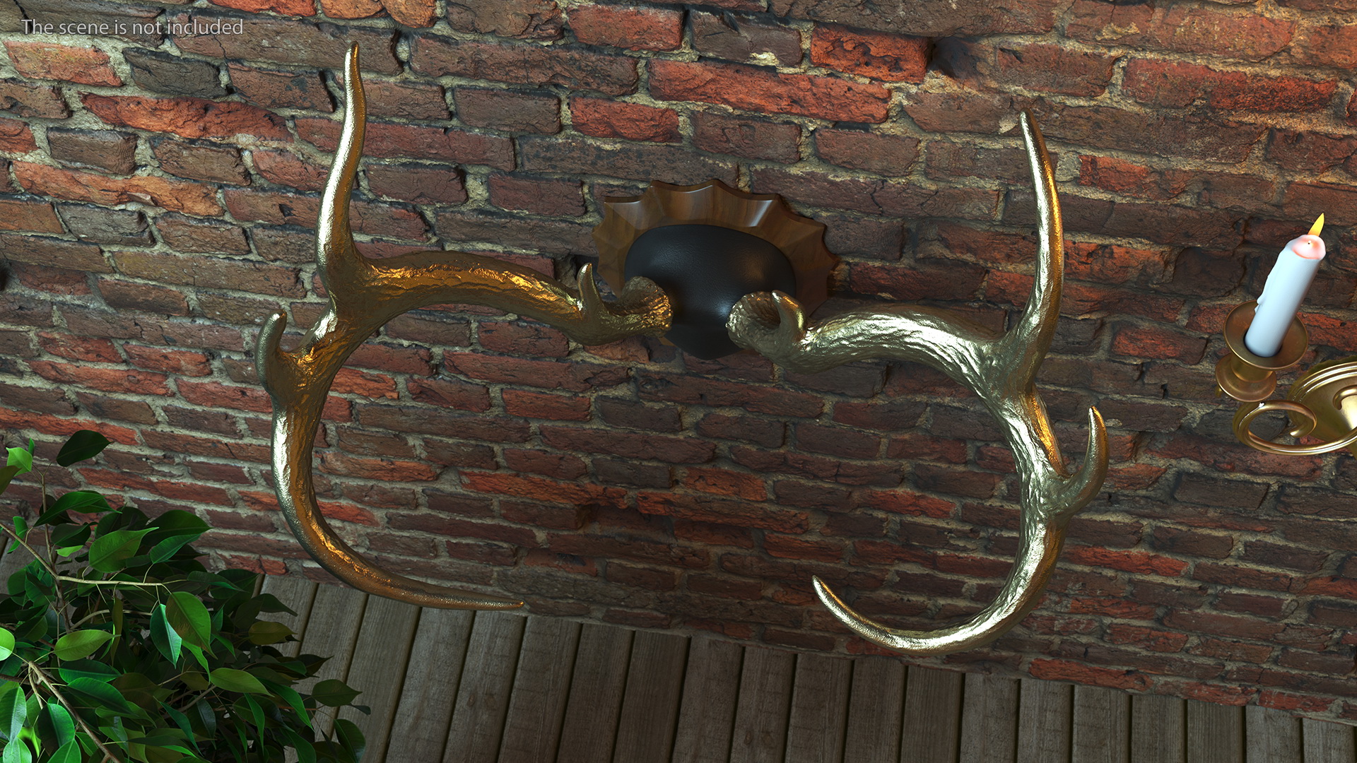 3D model Gold Plated Stag Antlers on a Wall Mount