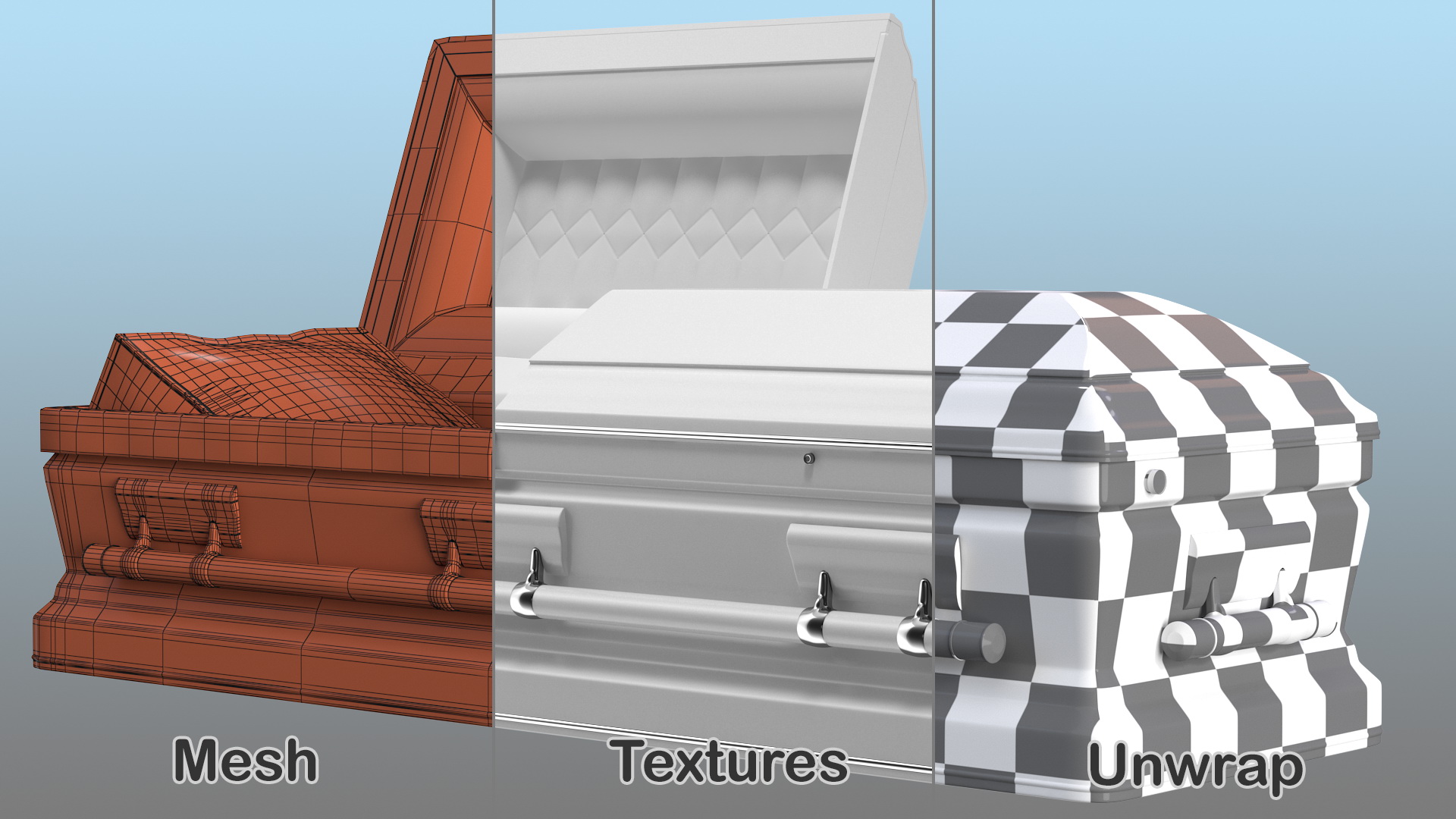 Opened White Funeral Casket 3D