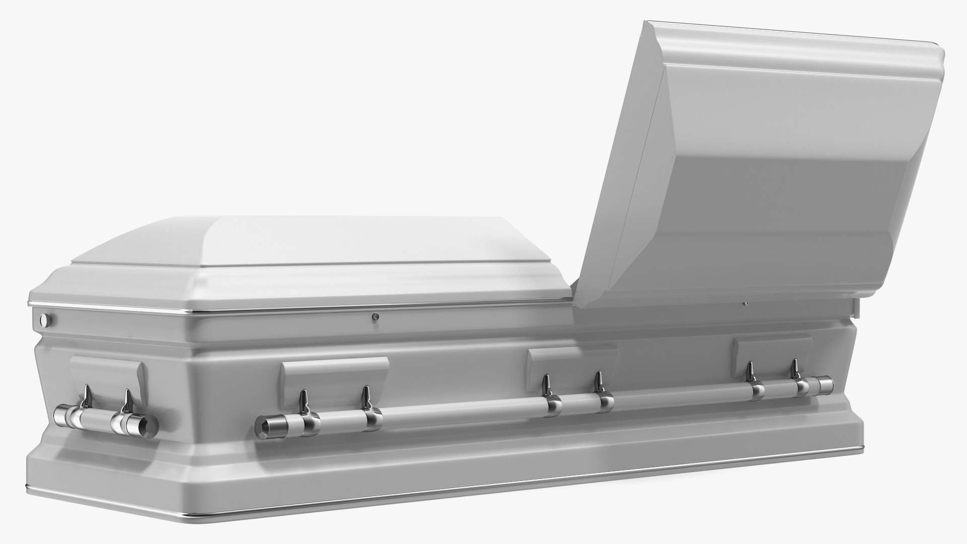 Opened White Funeral Casket 3D