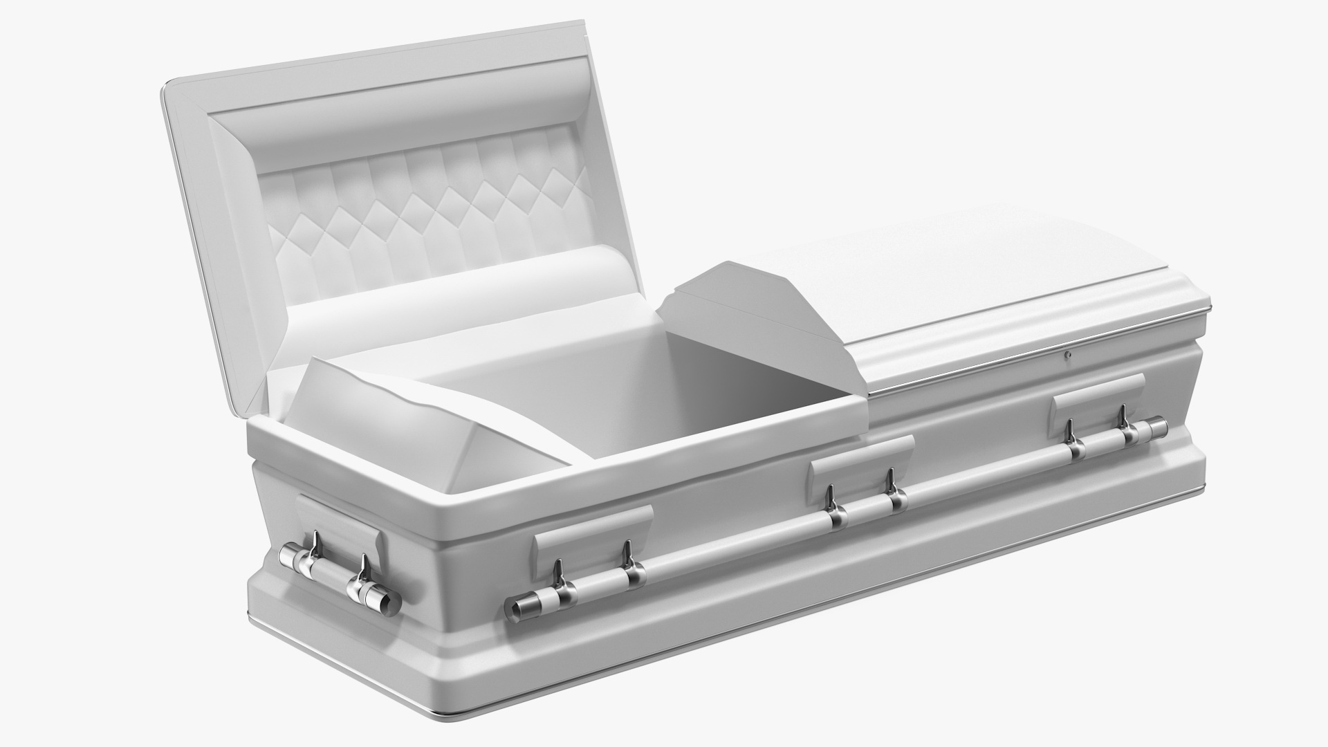 Opened White Funeral Casket 3D