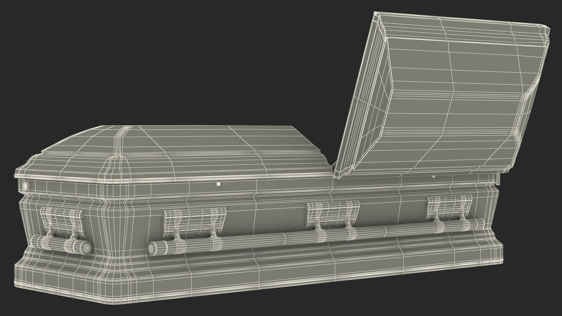 Opened White Funeral Casket 3D
